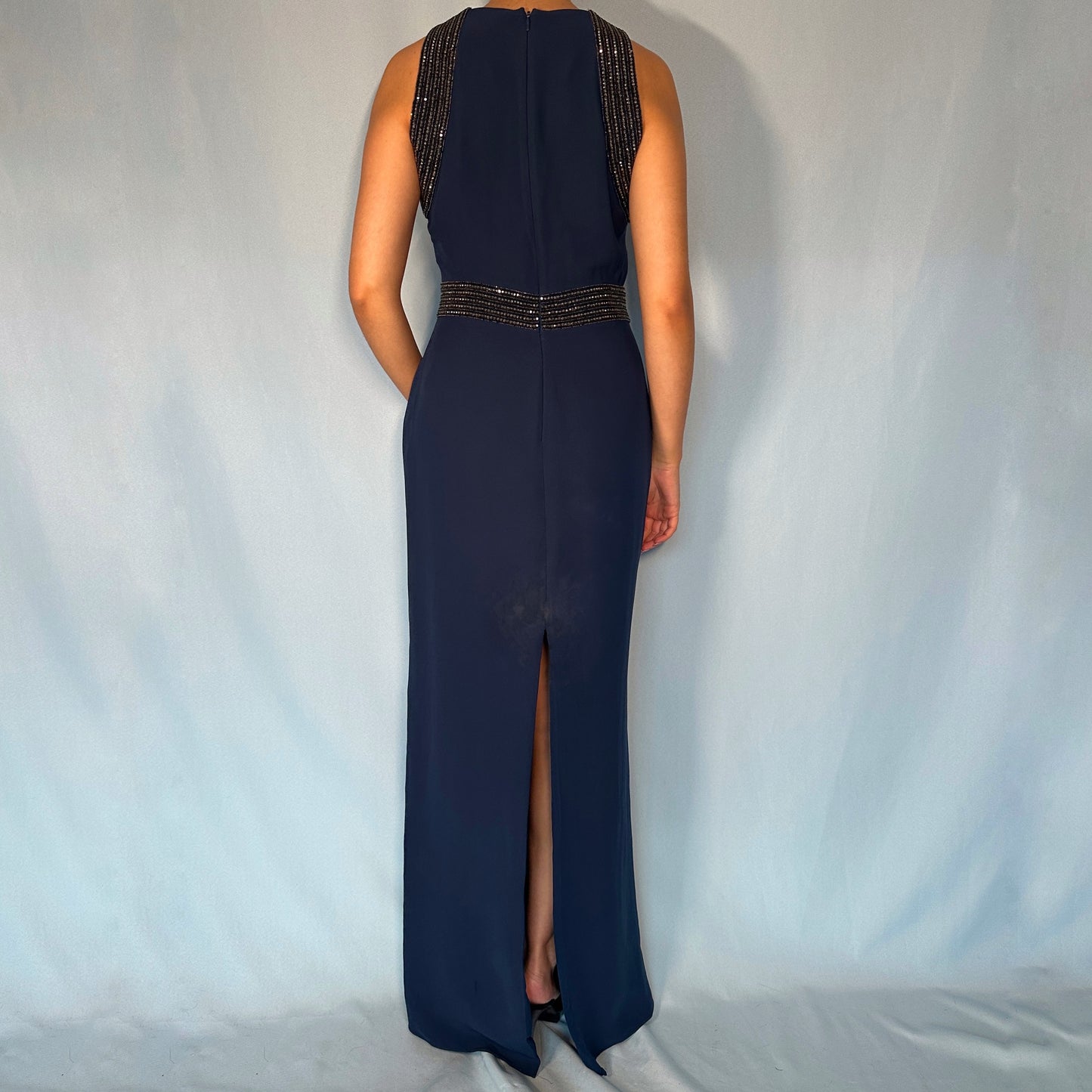 Gucci 2014 Navy Blue Embellished Gown Dress