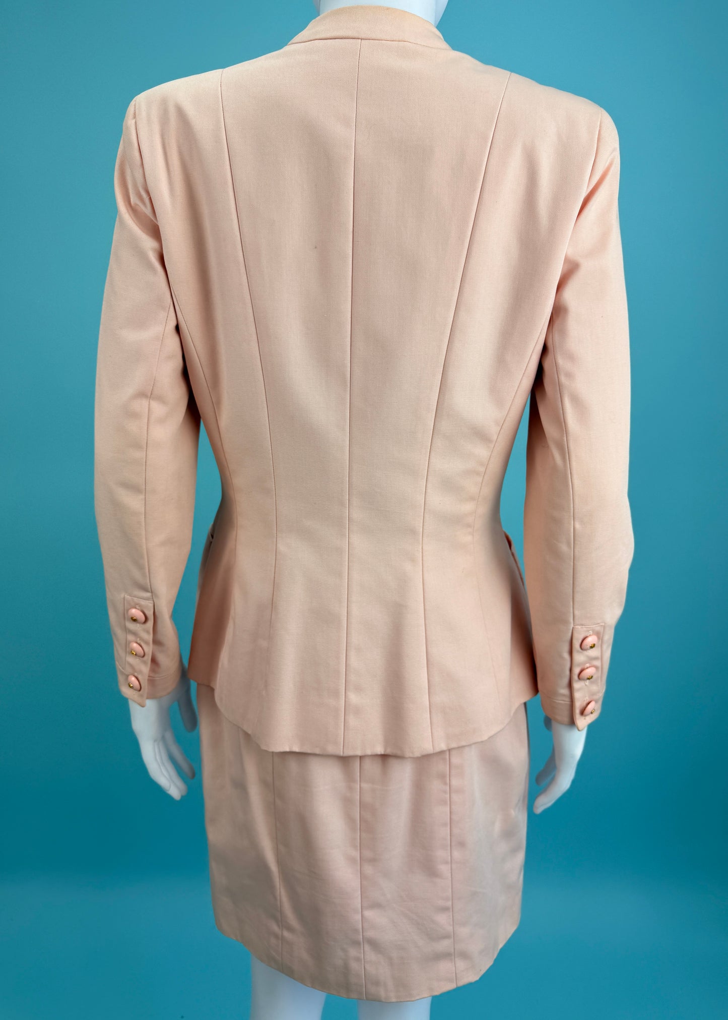 Chanel Spring 1992 Peach Jacket & Skirt Suit Set