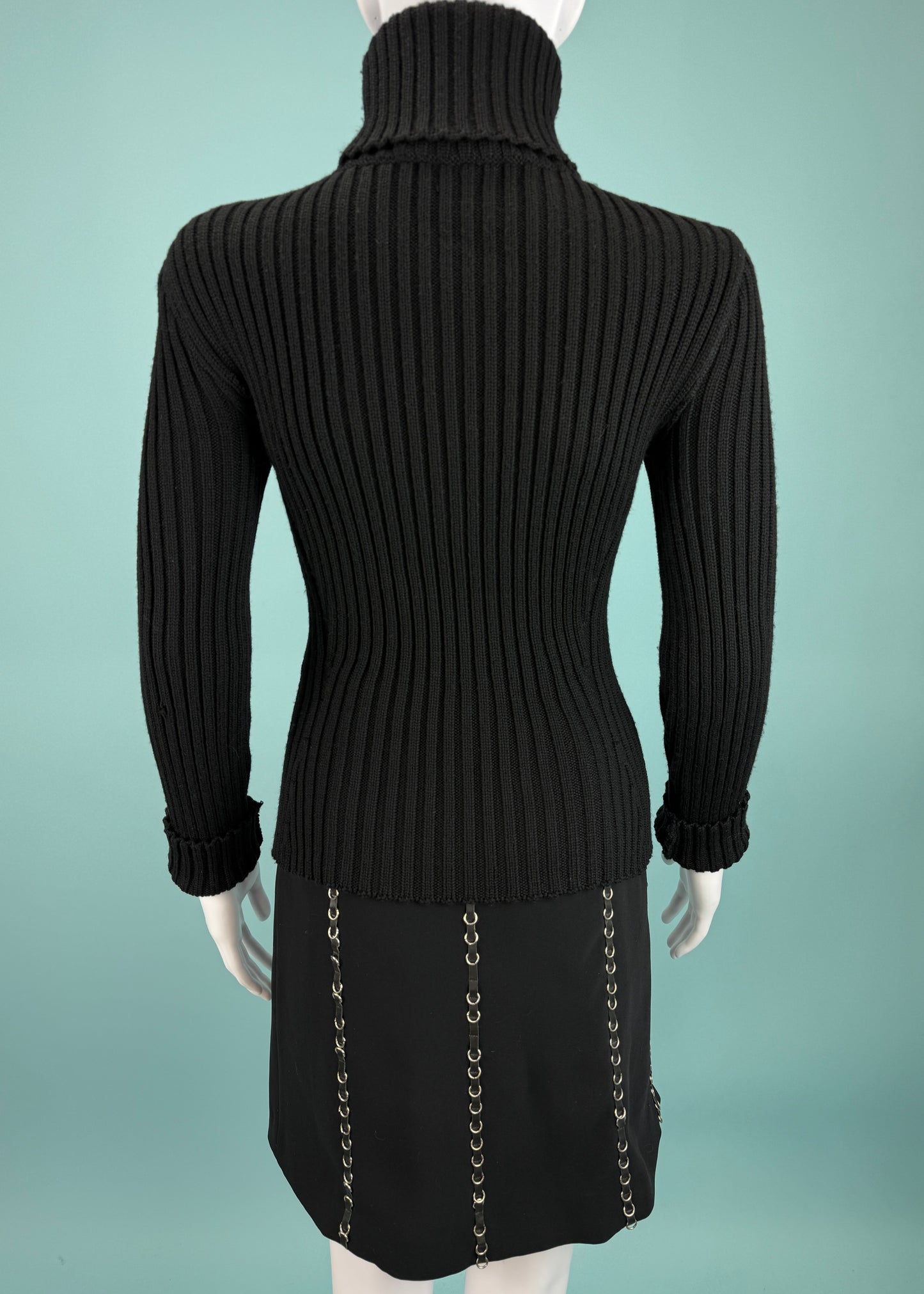 Paco Rabanne Fall 2001 Runway Leather & Knit Top & Skirt Set