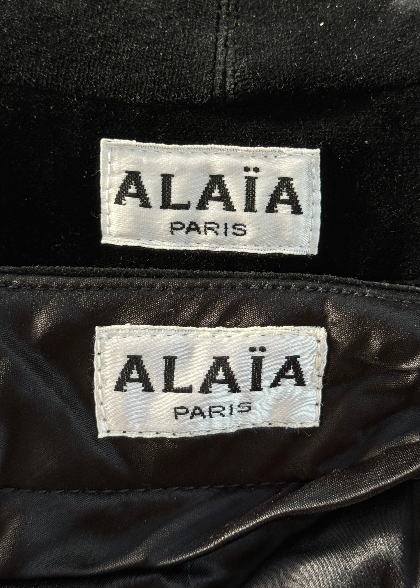 Azzedine Alaïa Fall 1989 Runway Black Velvet Jacket & Trouser Suit Set