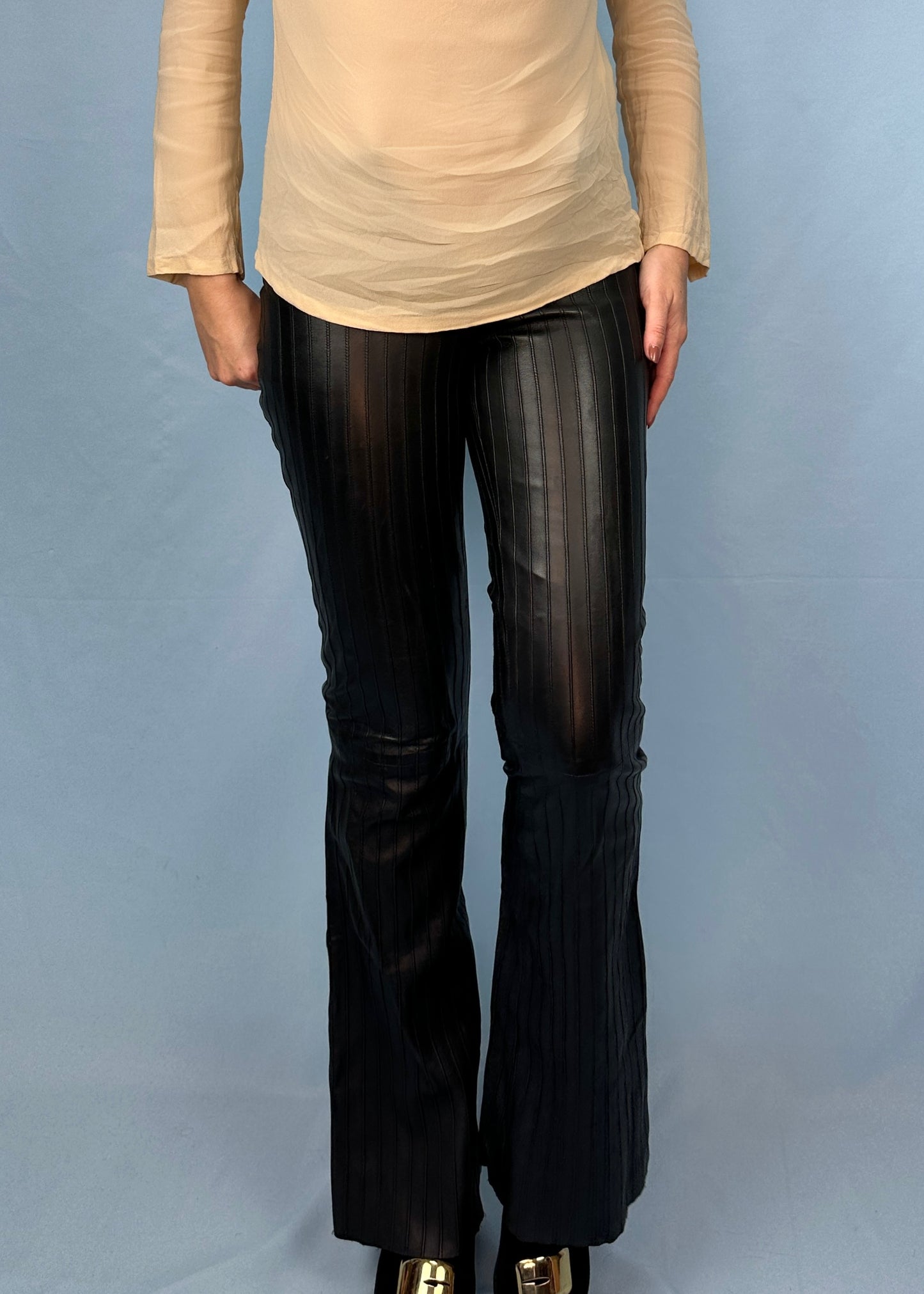 Gucci Fall 1999 Runway Black Leather Flared Pants