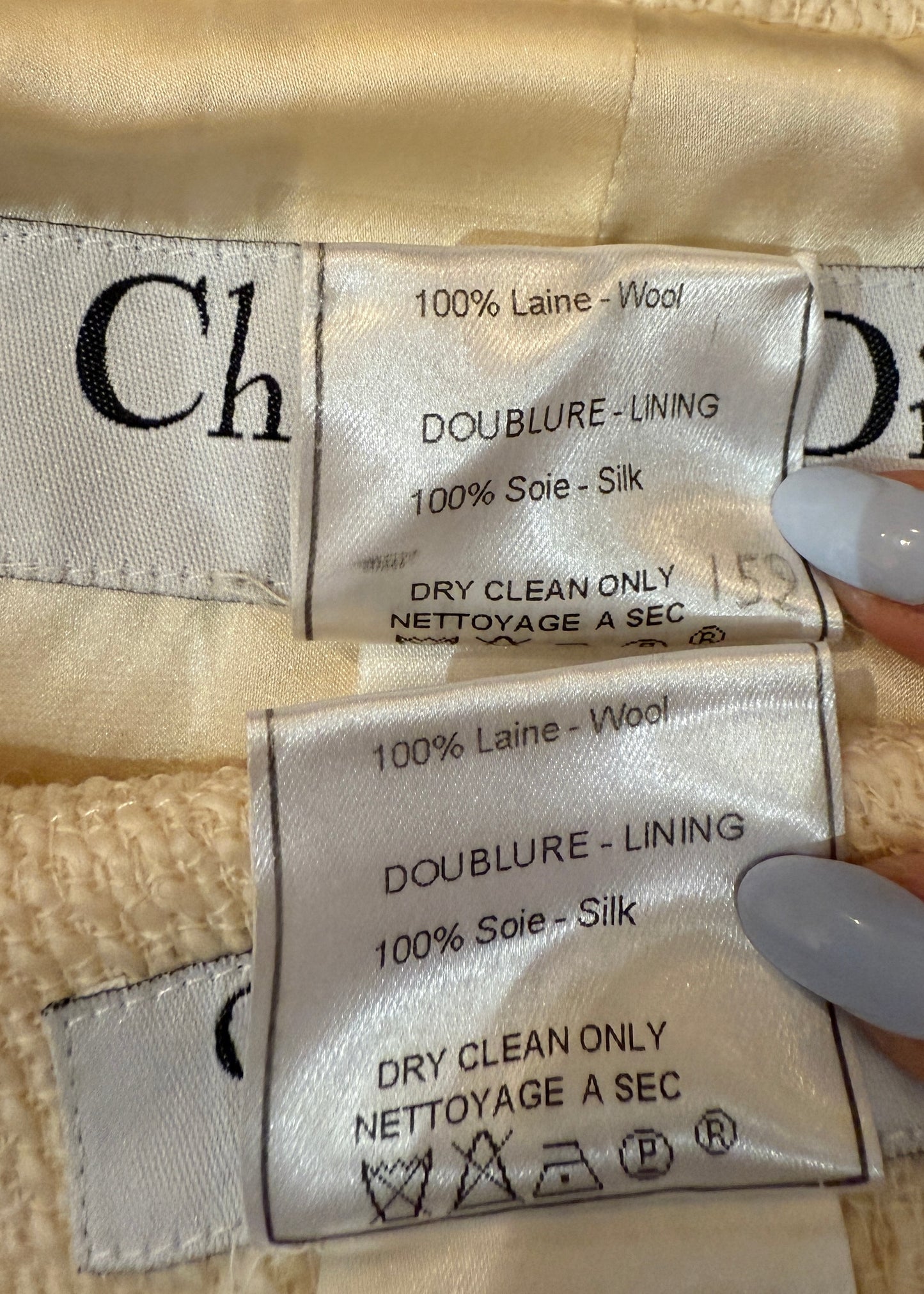 Dior Spring 1998 Runway Cream Wool Jacket & Skirt Suit Set