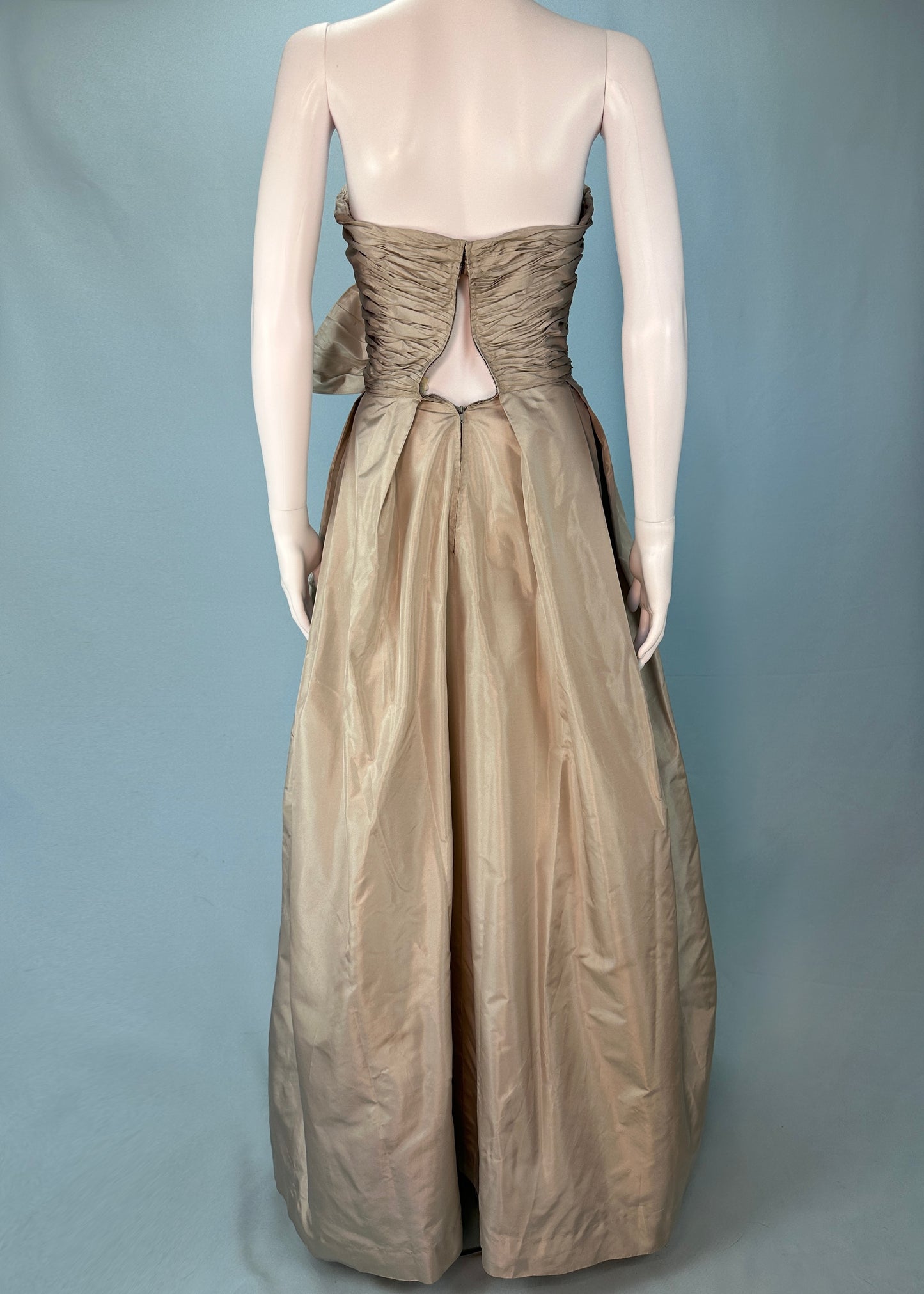 Loris Azzaro 1980’s Silk Taffeta Removable Puff Sleeve Gown