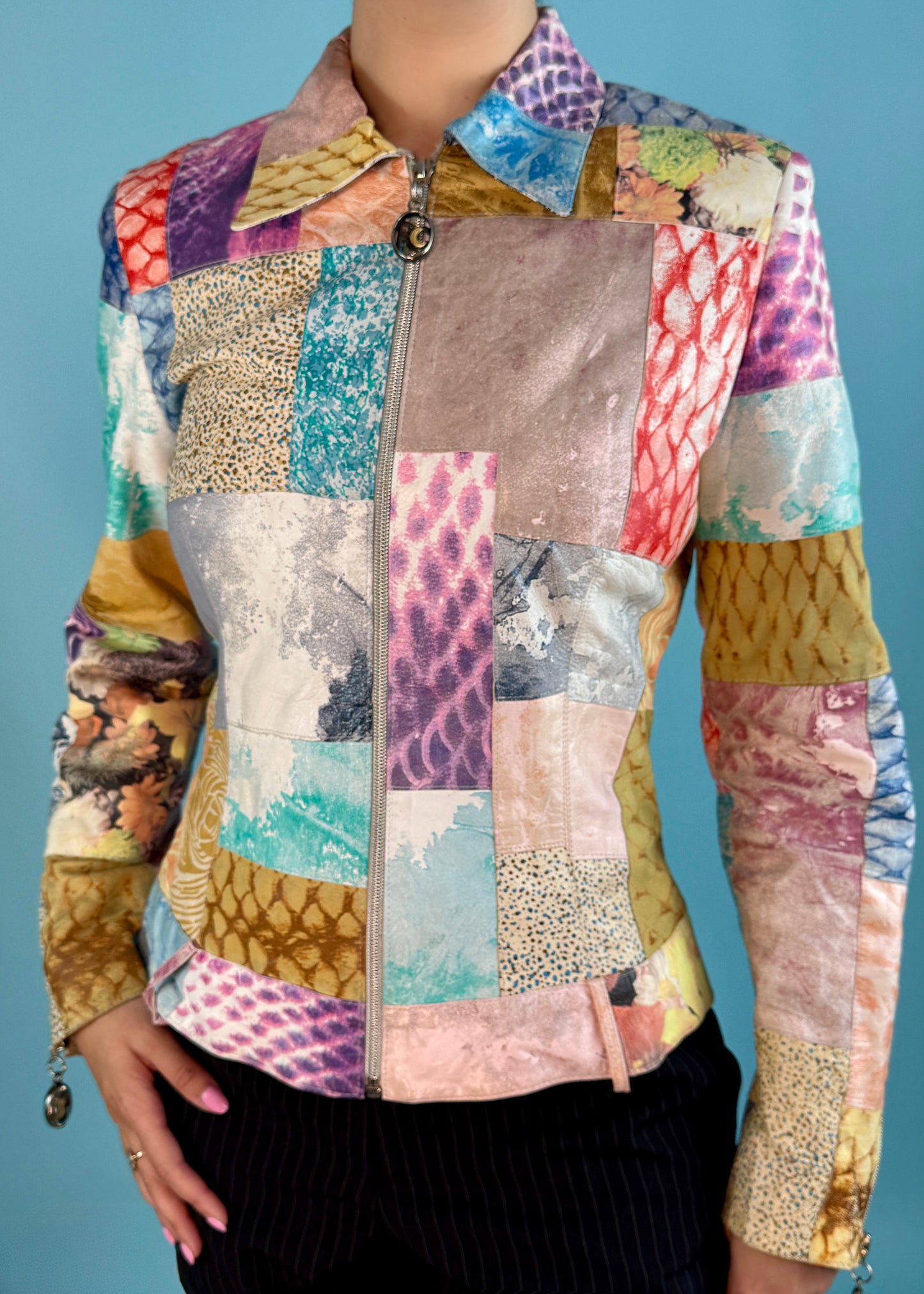 Roberto Cavalli 1990s Leather Patchwork Jacket