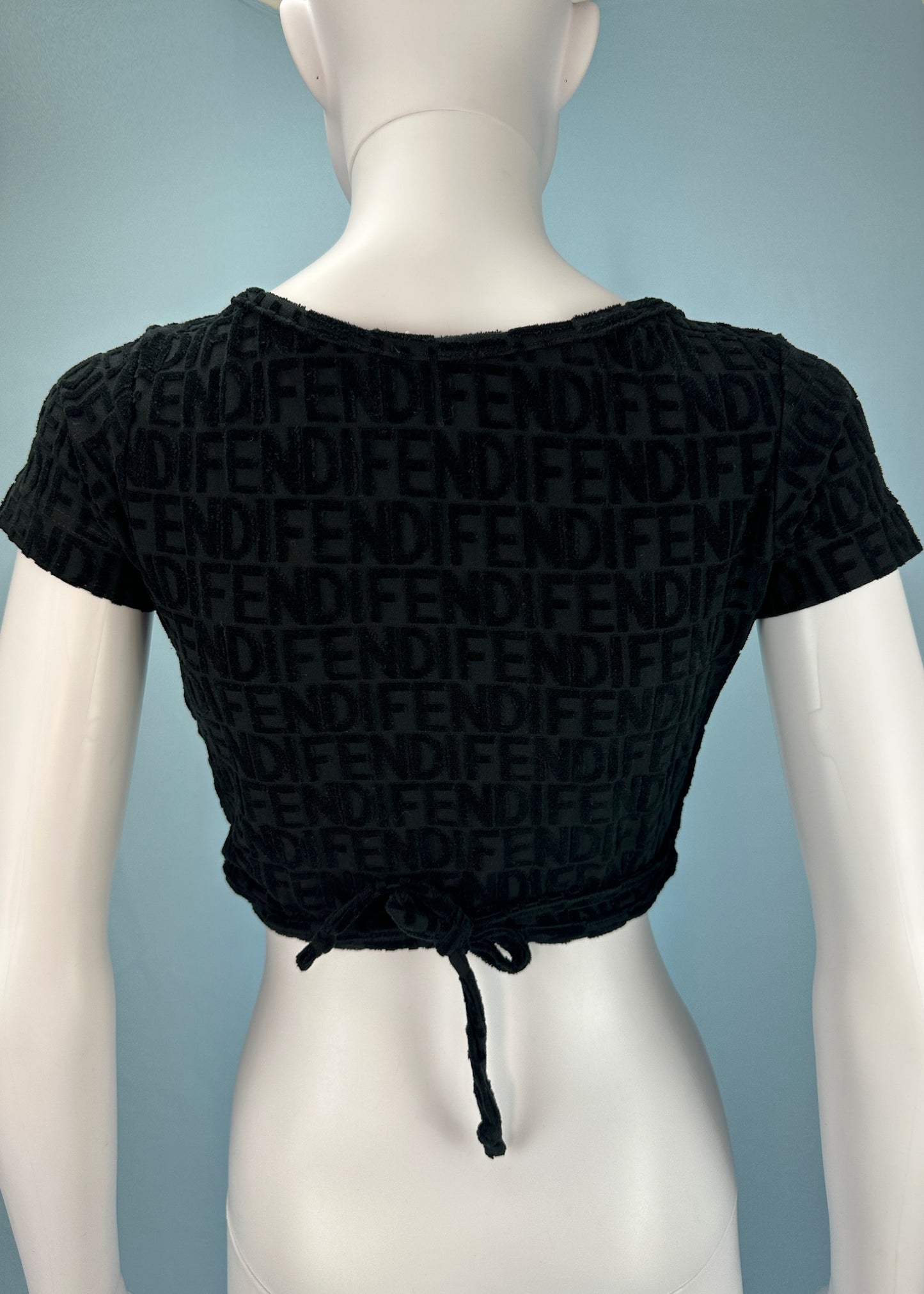 Fendi Black Terry Cloth Wrap Top