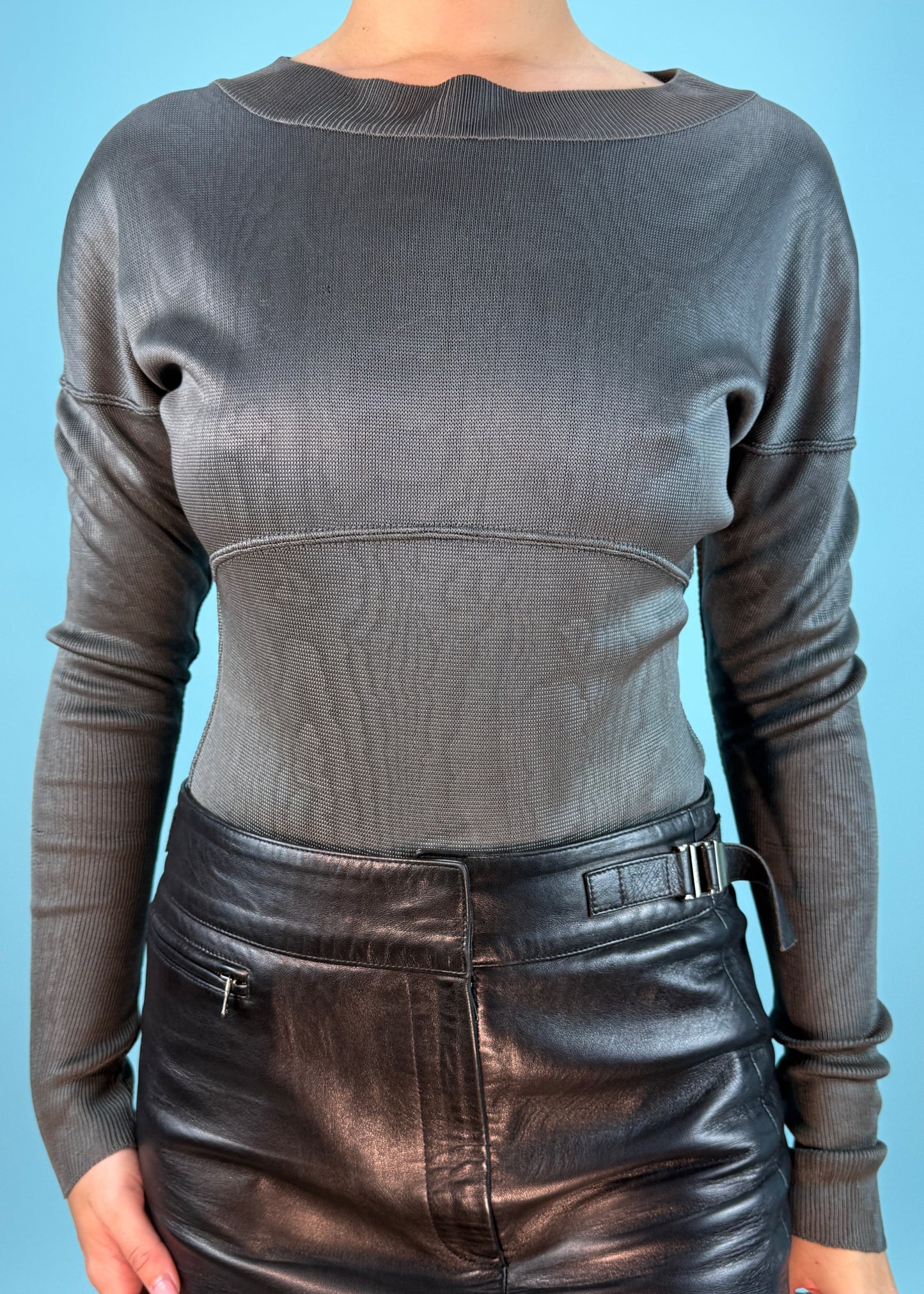 Azzedine Alaïa Fall 1986 Grey Long Sleeve Bodysuit