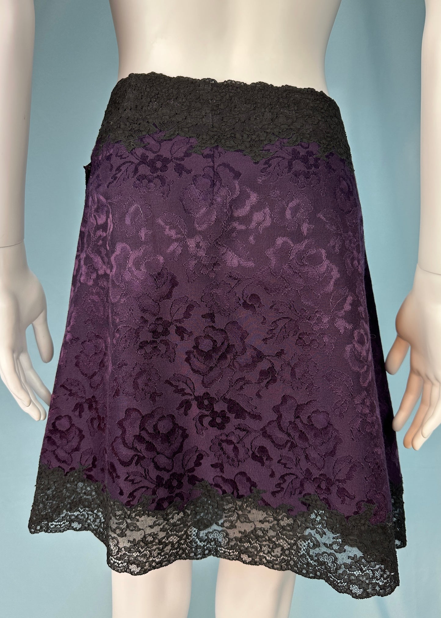 Dior Fall 1998 Purple Silk Brocade and Lace Skirt & Jacket Set