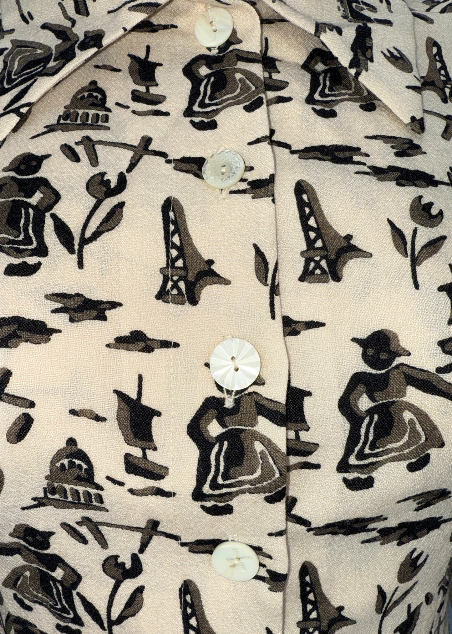 Chloé Fall 1996 Runway Paris Print Button Down Dress