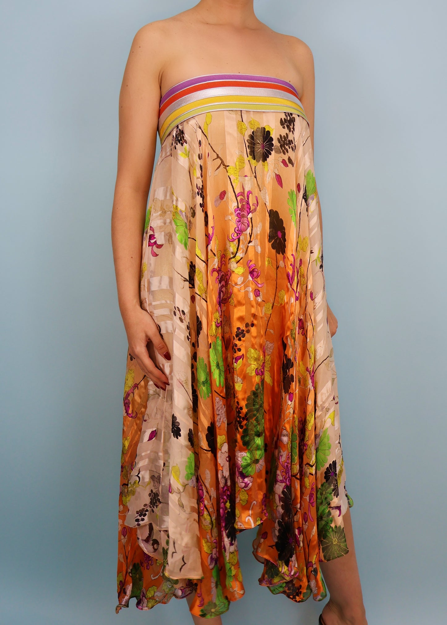 Jean Paul Gaultier Spring 2013 Runway Floral Silk Strapless Dress