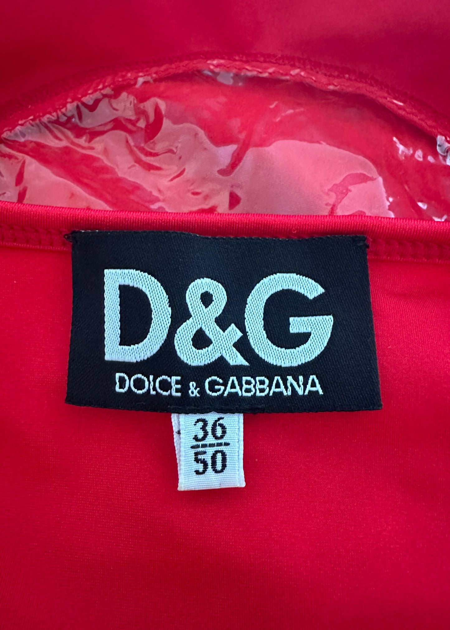 D&G by Dolce & Gabbana Spring 1996 Vinyl Window Red Spandex Top