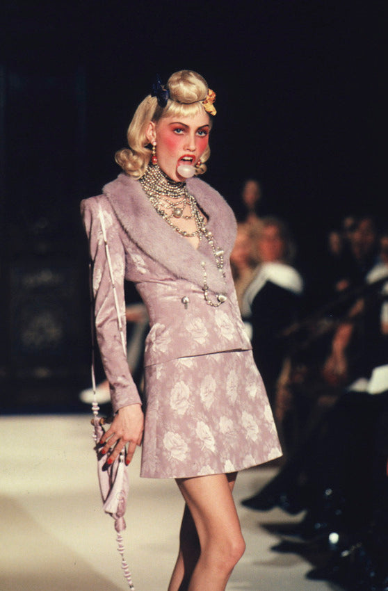 Dior Fall 1997 Runway Lilac Floral Brocade Skirt