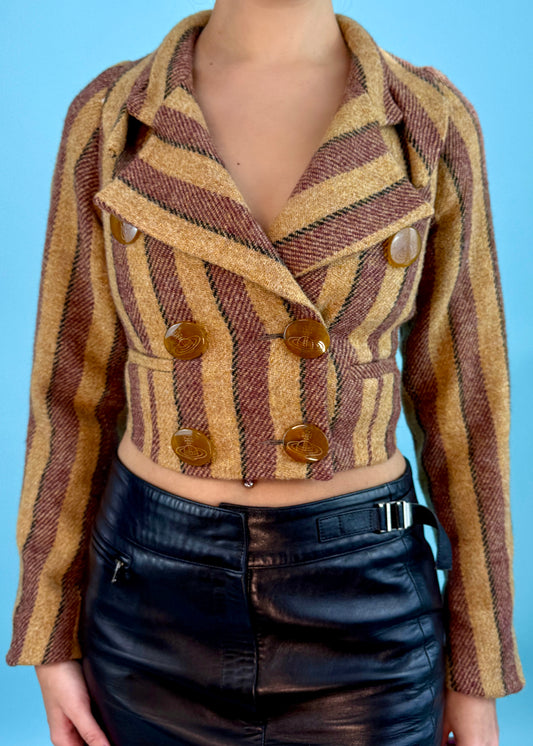 Vivienne Westwood Fall 1990 Runway Striped Harris Tweed Jacket