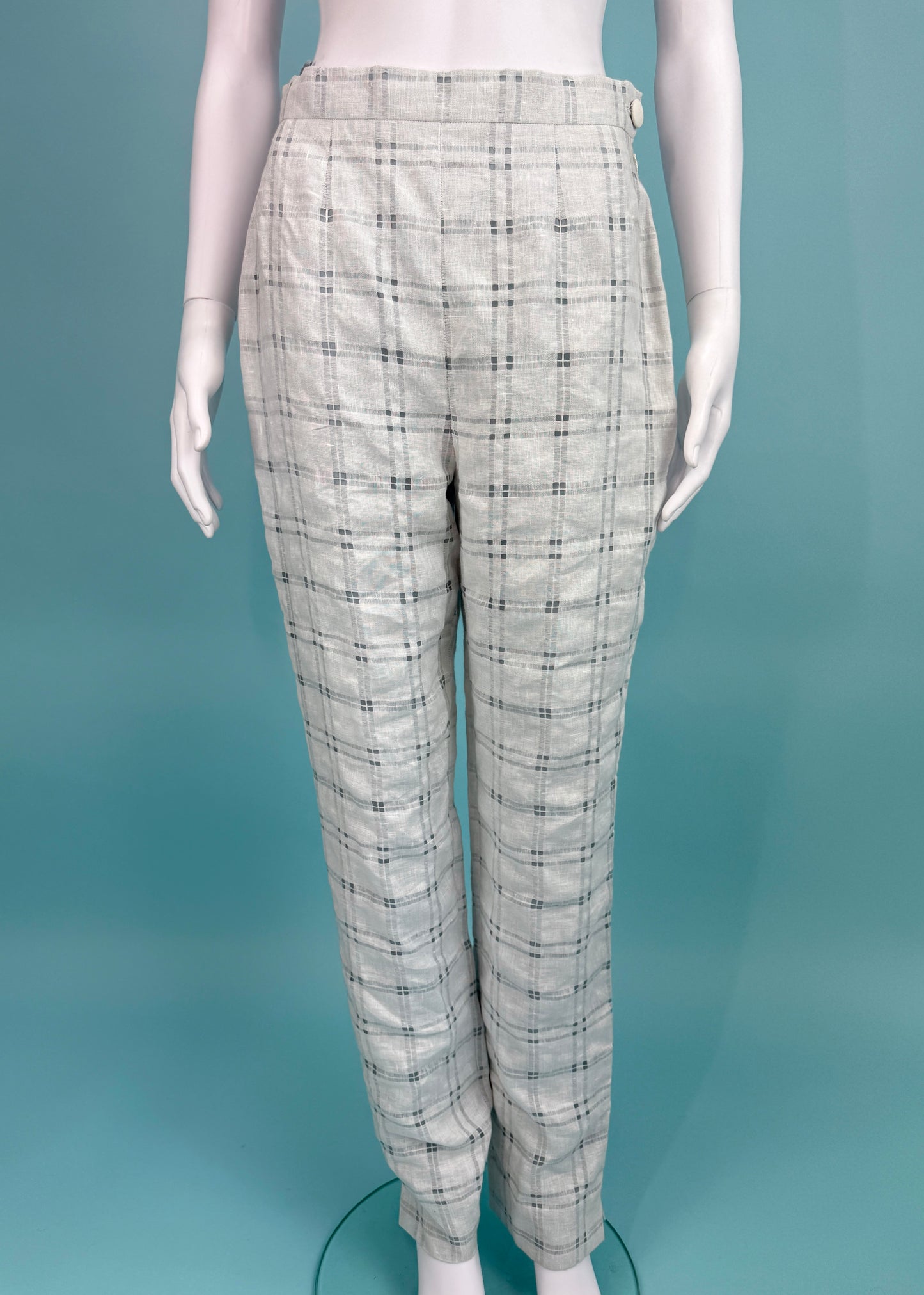 Chloé Spring 1998 White Checked Linen Two Piece Set