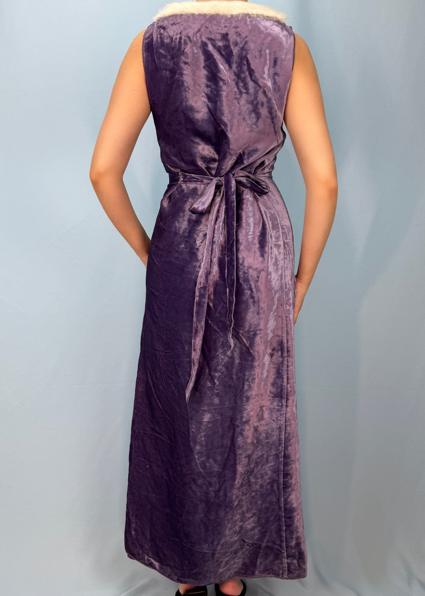 Paul Smith 1990s Purple Velvet Fur Trim Dress