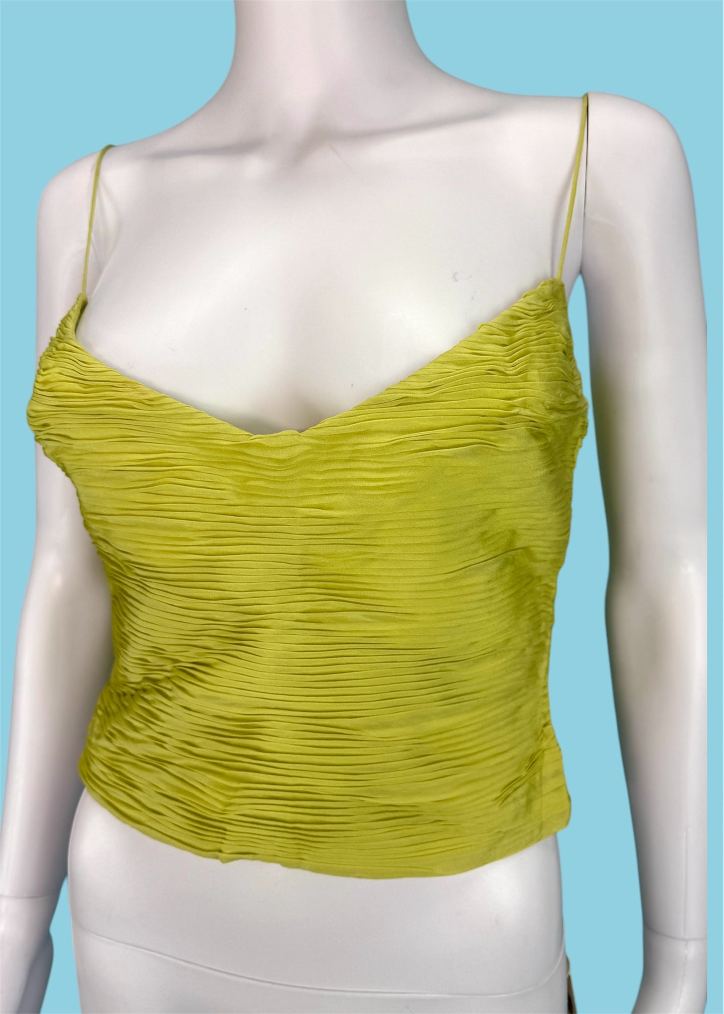 Valentino Spring 2004 Lime Green Silk Plisse Top