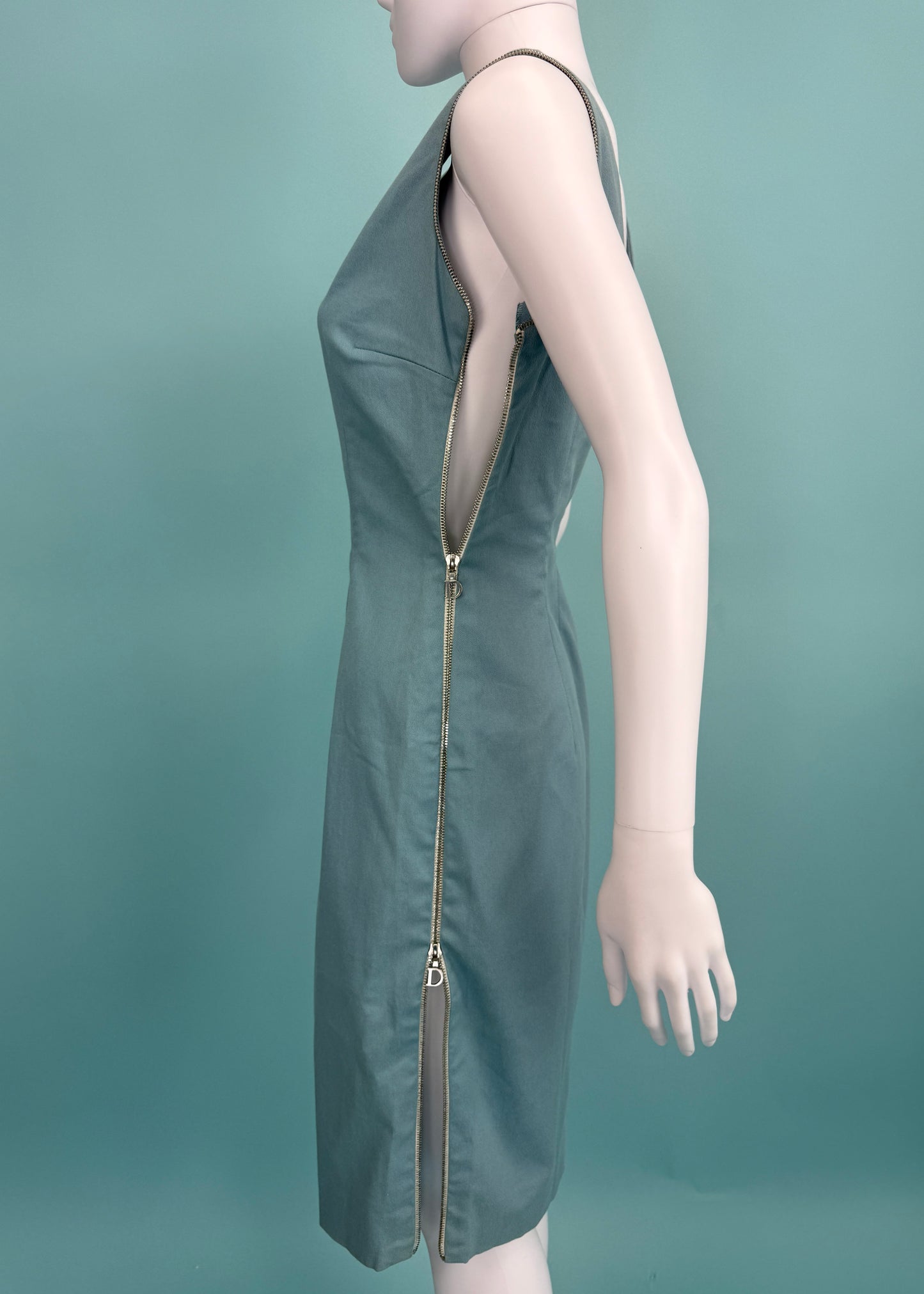 Dior Spring 2001 D Zipper Blue Dress