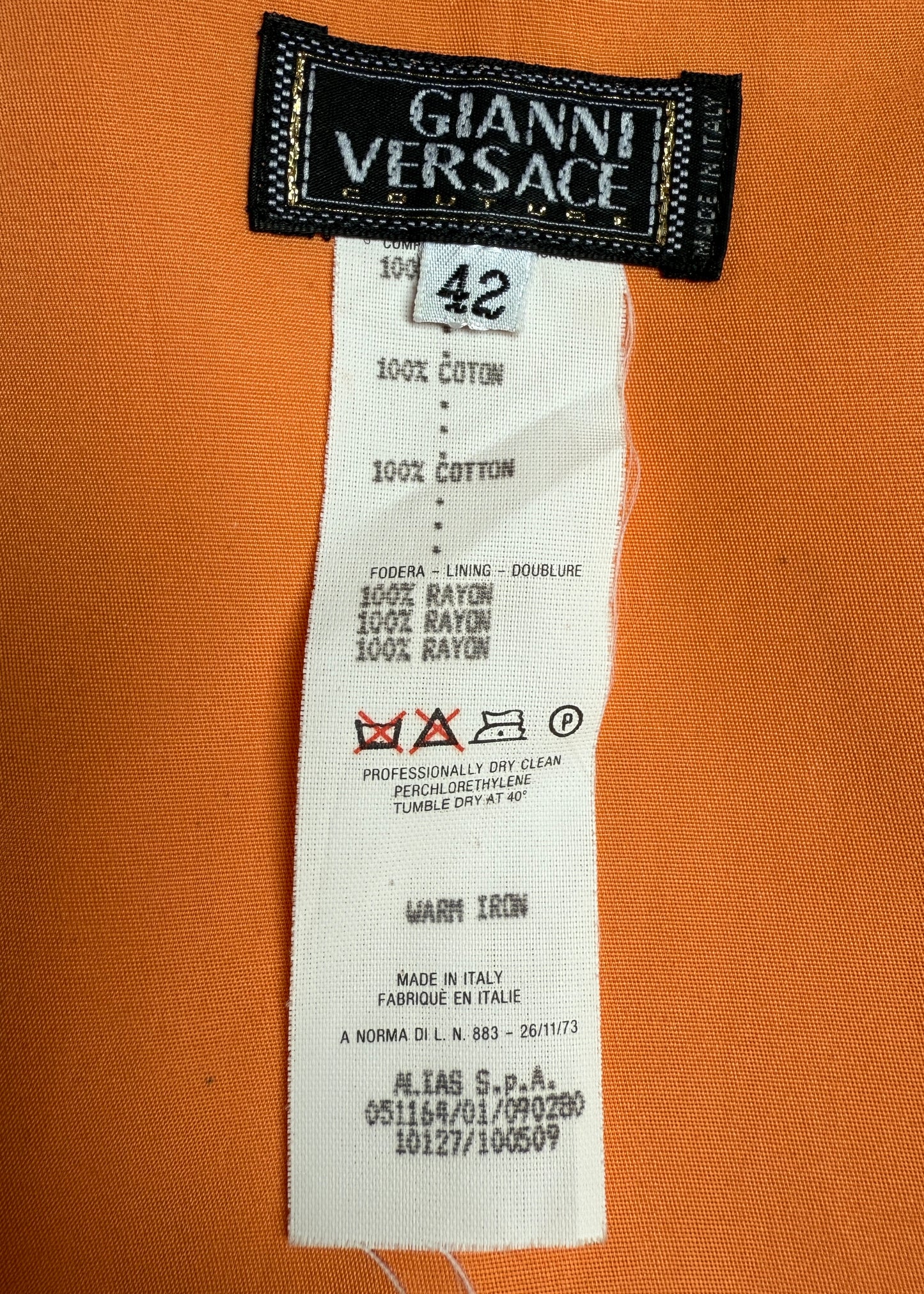 Versace Orange Embroidered Dress
