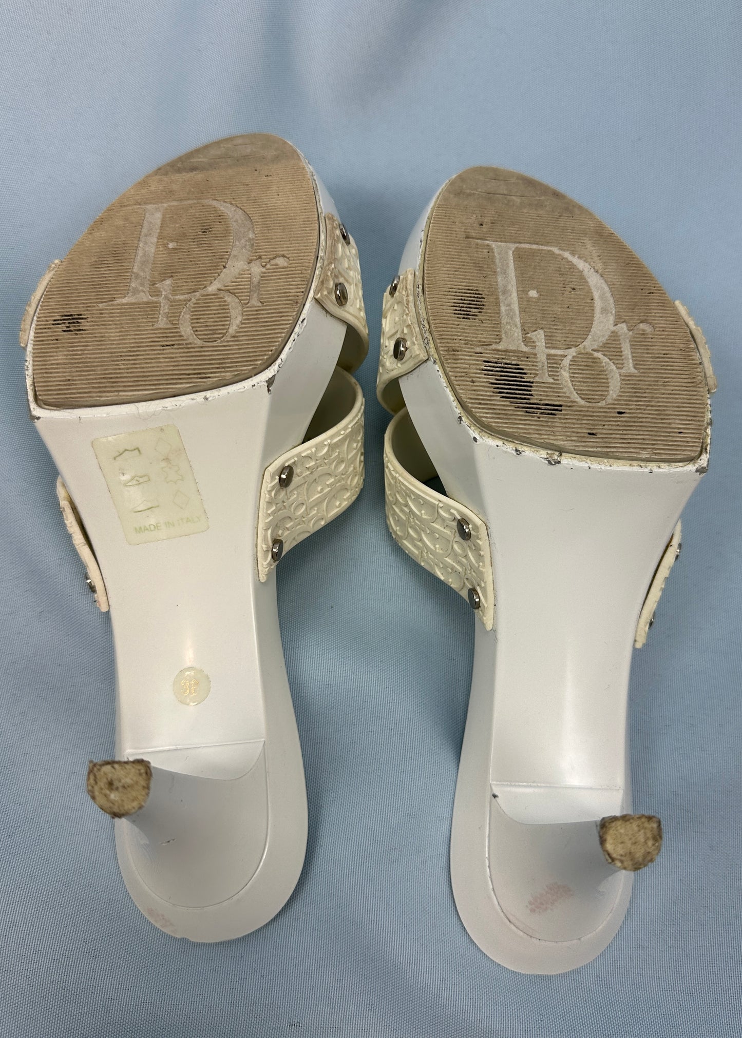 Dior White Monogram Heels