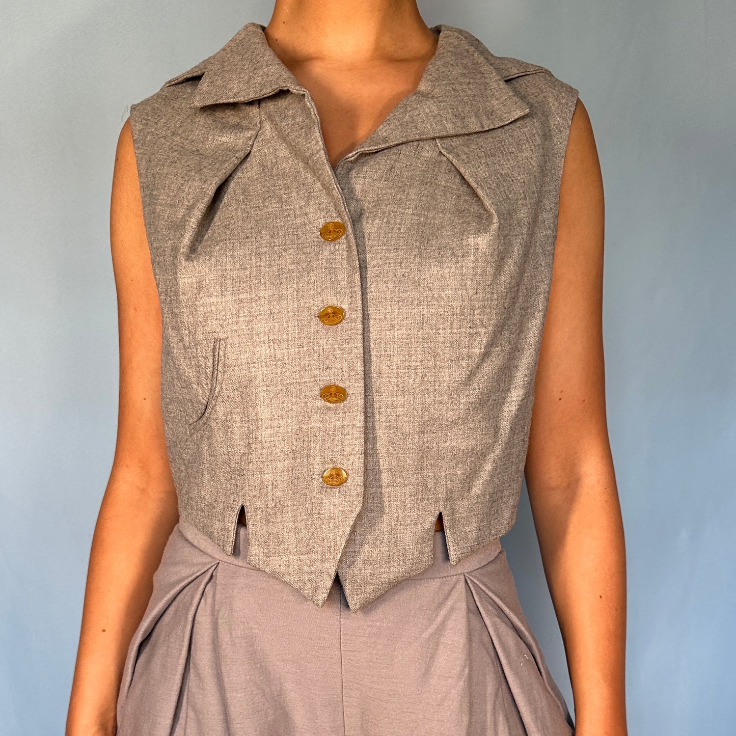 Vivienne Westwood Fall 1993 Runway Grey Waistcoat Top