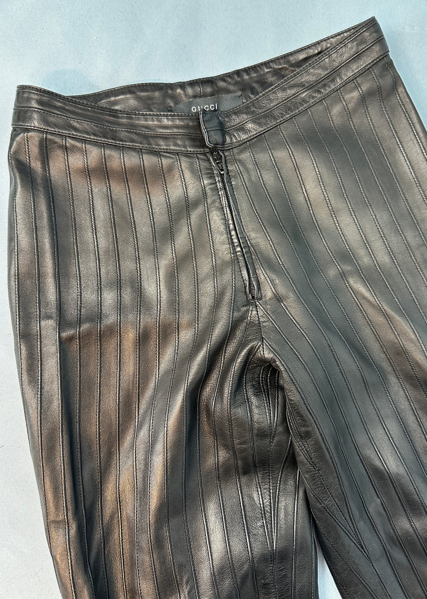 Gucci Fall 1999 Runway Black Leather Flared Pants