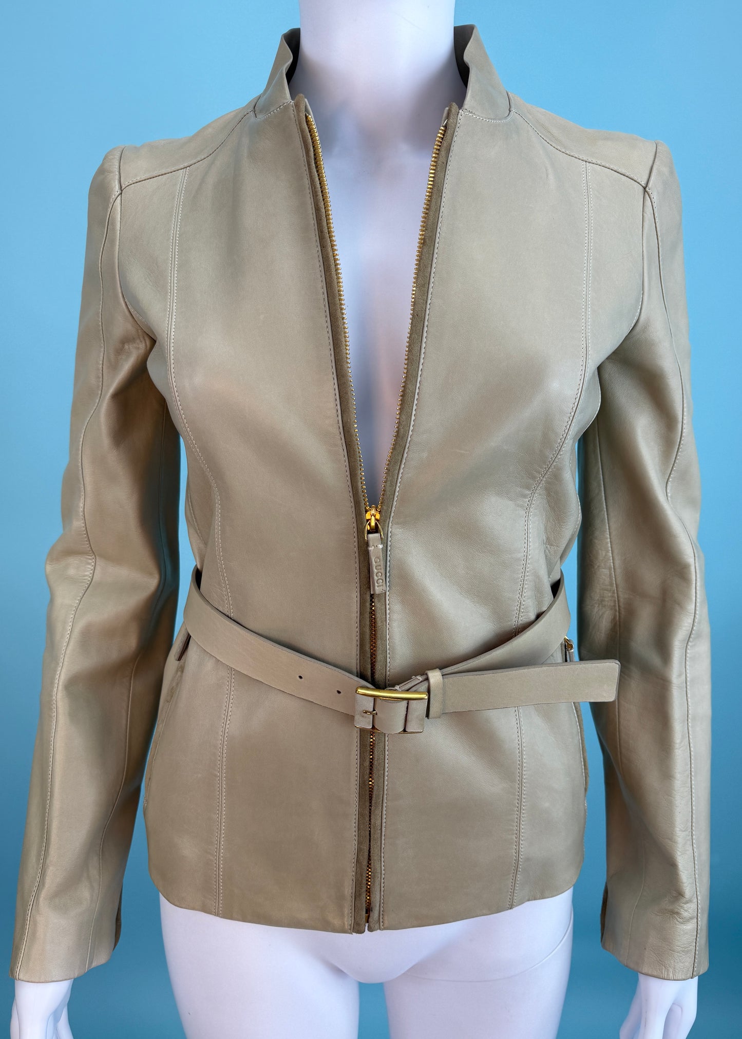 Gucci Spring 2012 Beige Belted Leather Jacket