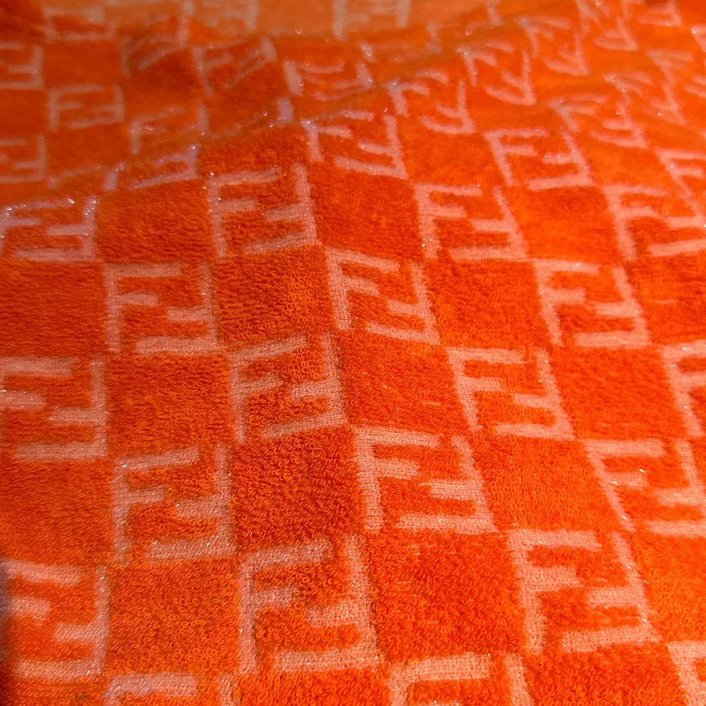 Fendi Orange Zucca Monogram Terry Towelling Shorts & Top Set