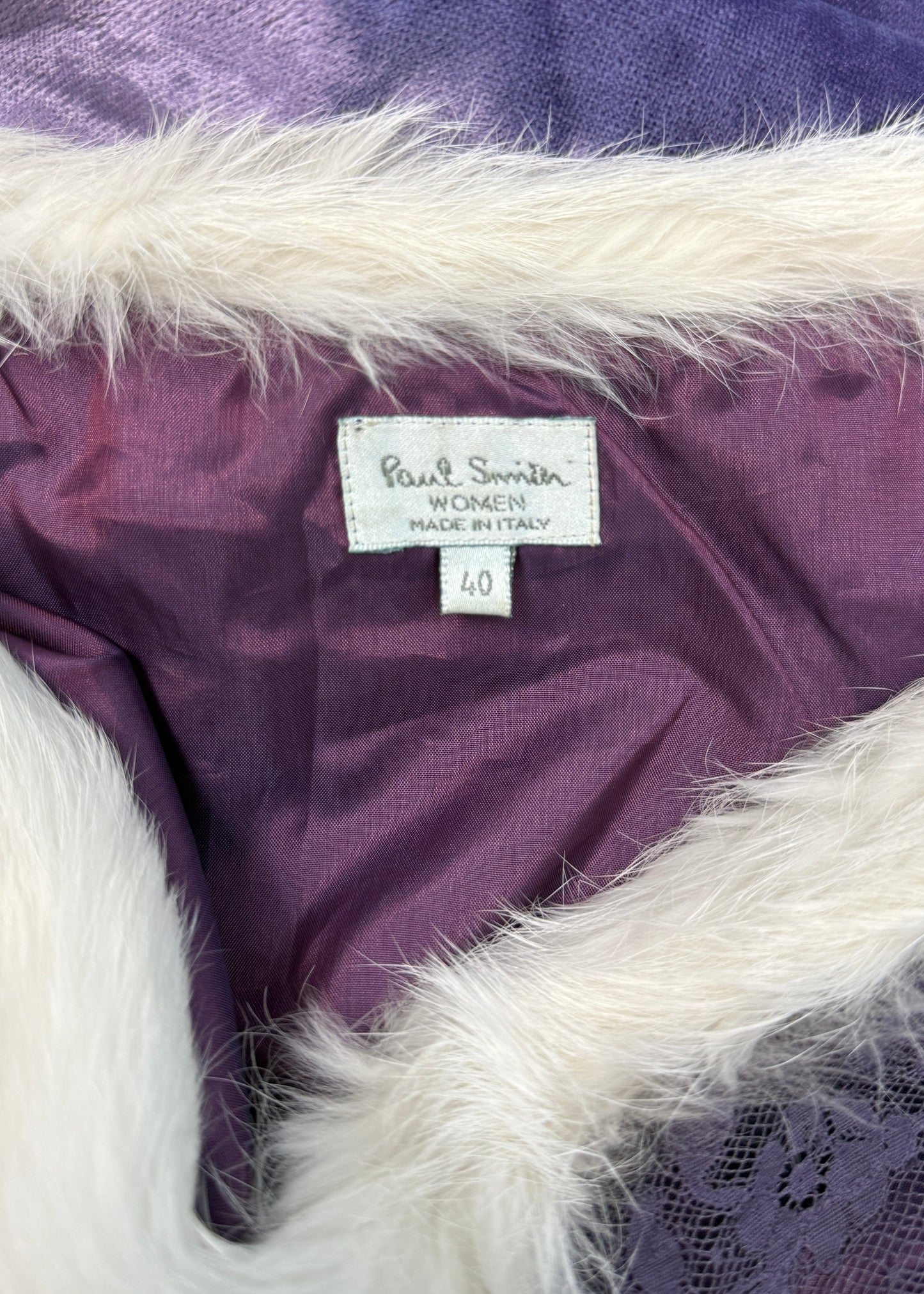 Paul Smith 1990s Purple Velvet Fur Trim Dress