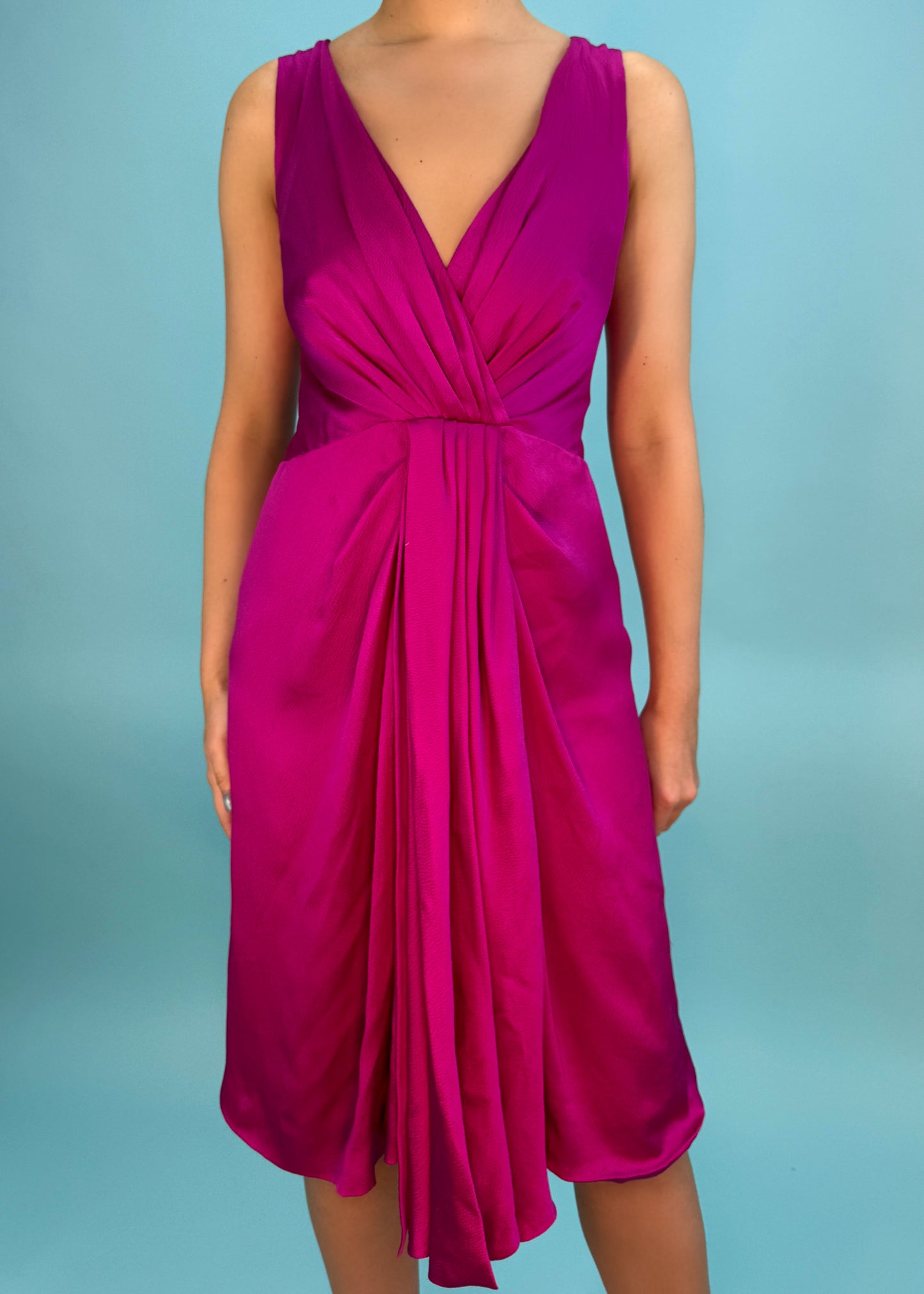Dior Fall 2007 Fuchsia Pink Silk Draped Dress