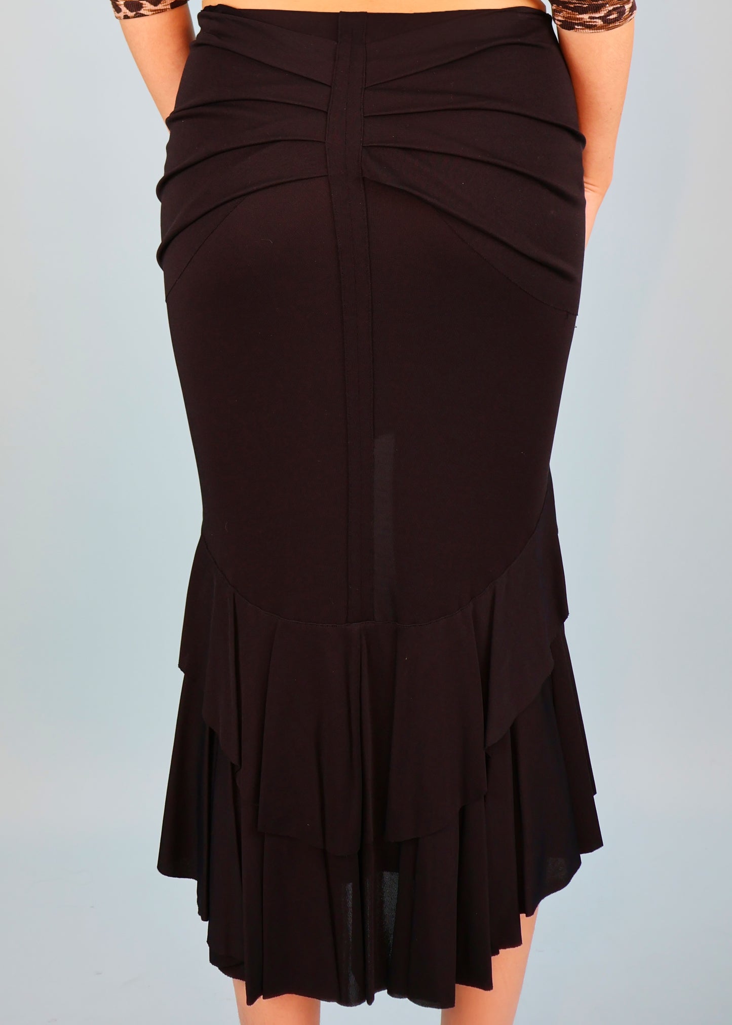 Yves Saint Laurent Fall 2003 Black Ruffle Sheer Panel Skirt
