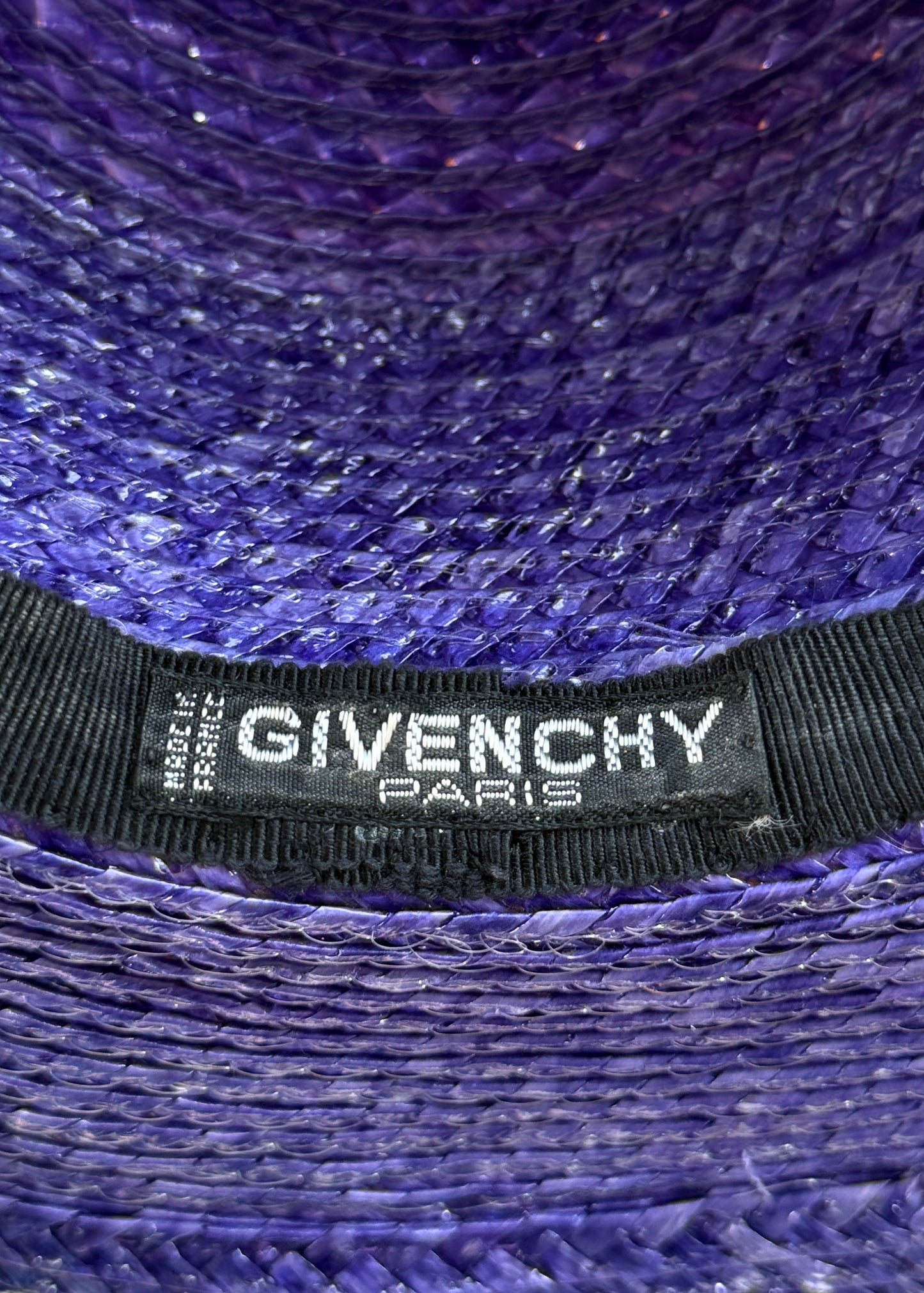 Givenchy Spring 1993 Amethyst Purple Straw Hat & Pin
