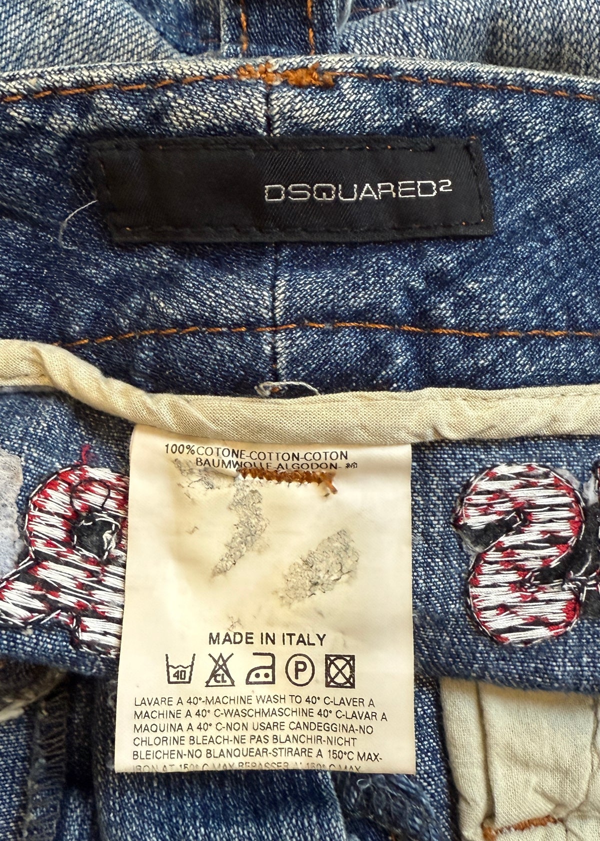 DSquared2 Fall 2004 Twins Range Embroidered Denim Mini Skirt