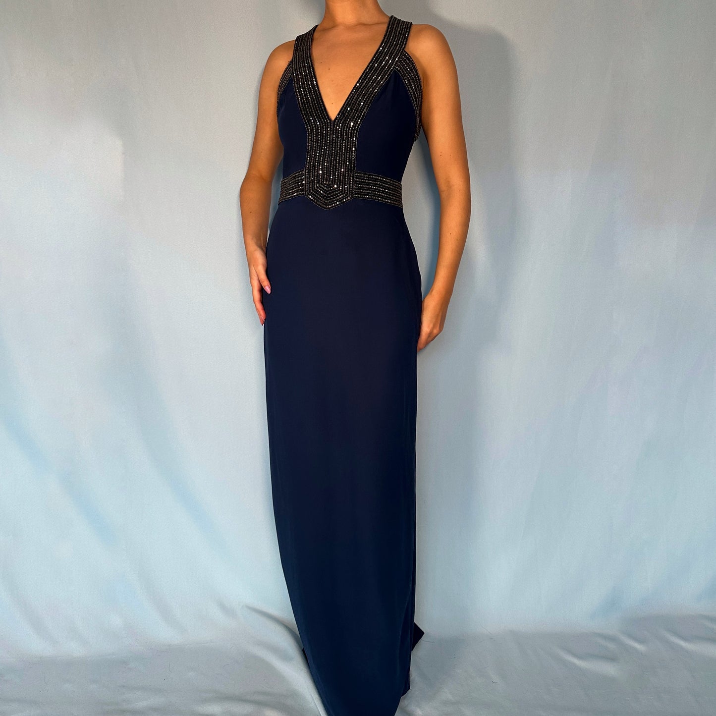 Gucci 2014 Navy Blue Embellished Gown Dress