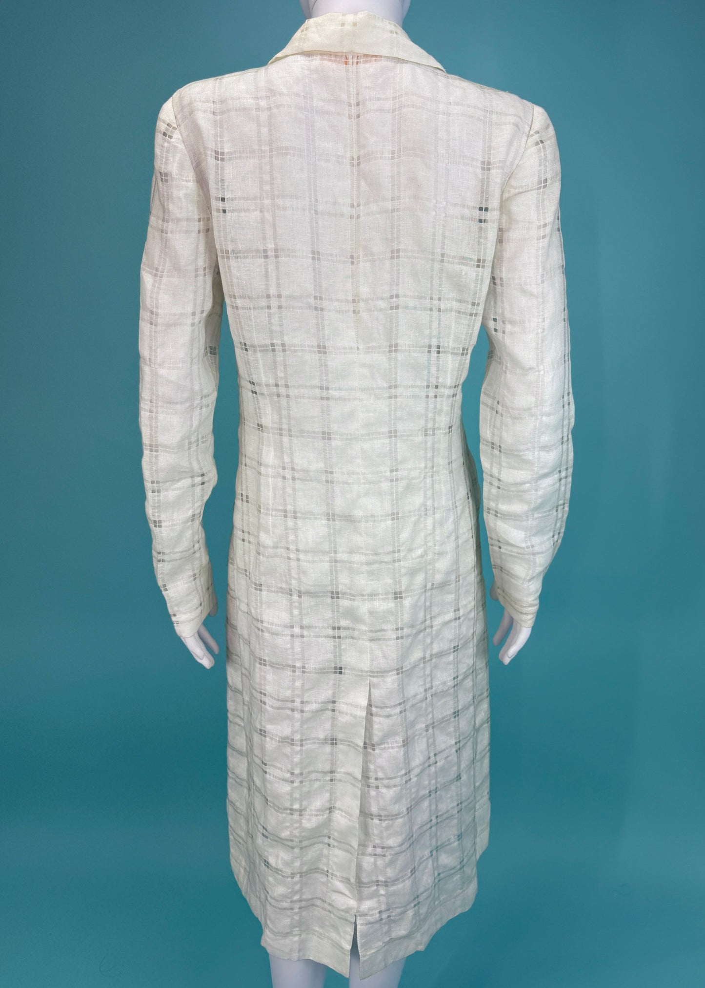 Chloé Spring 1998 White Checked Linen Two Piece Set