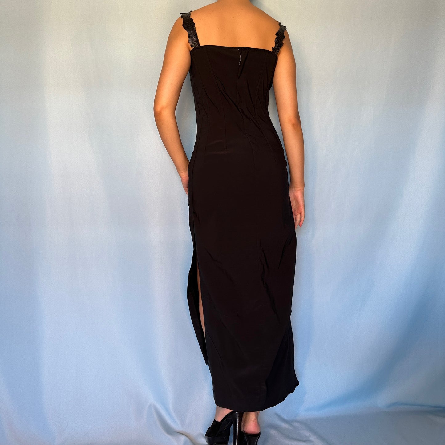 Dolce & Gabbana 1990’s Black Corset Zip Side Dress