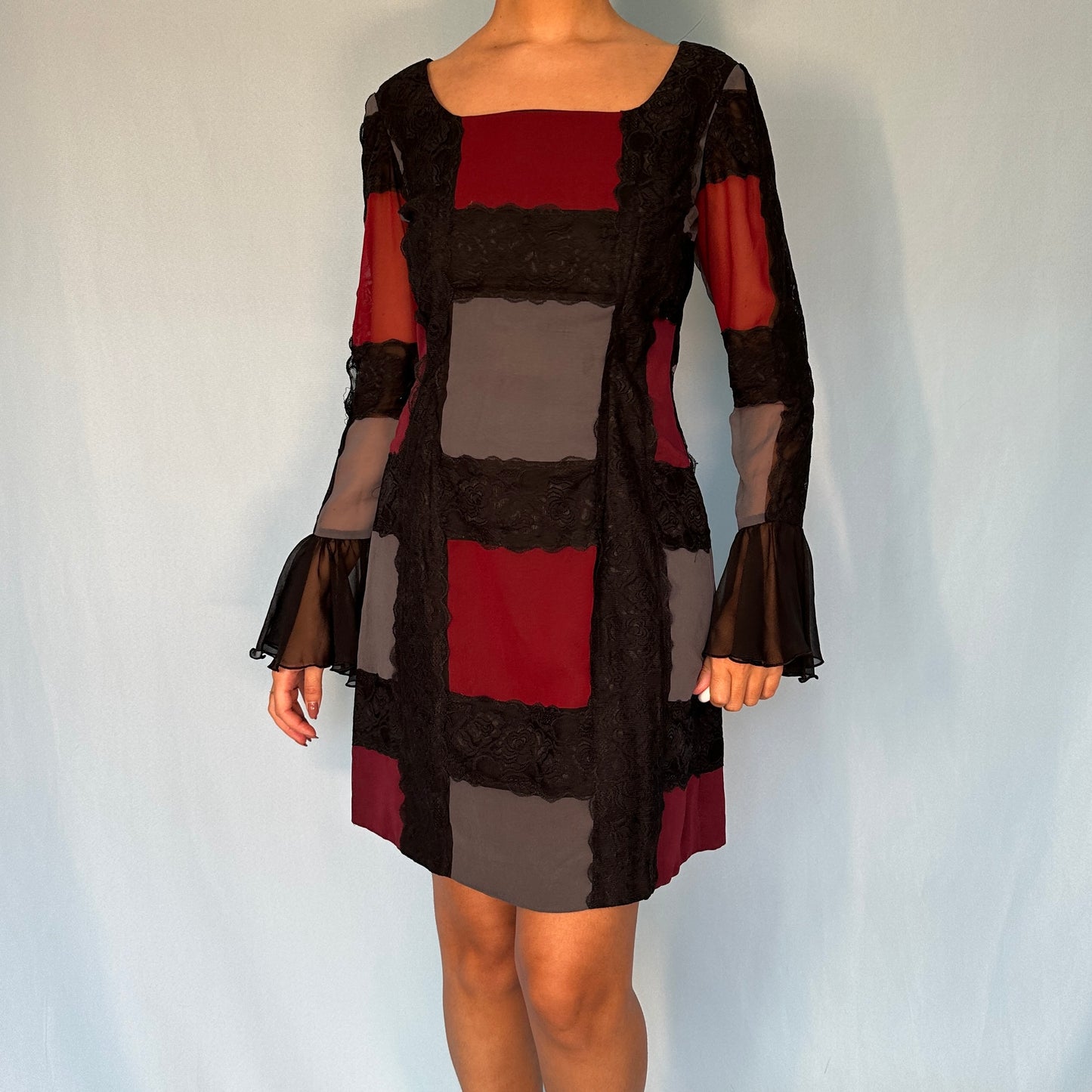 Dolce & Gabbana Chiffon Lace Flare Sleeve Dress