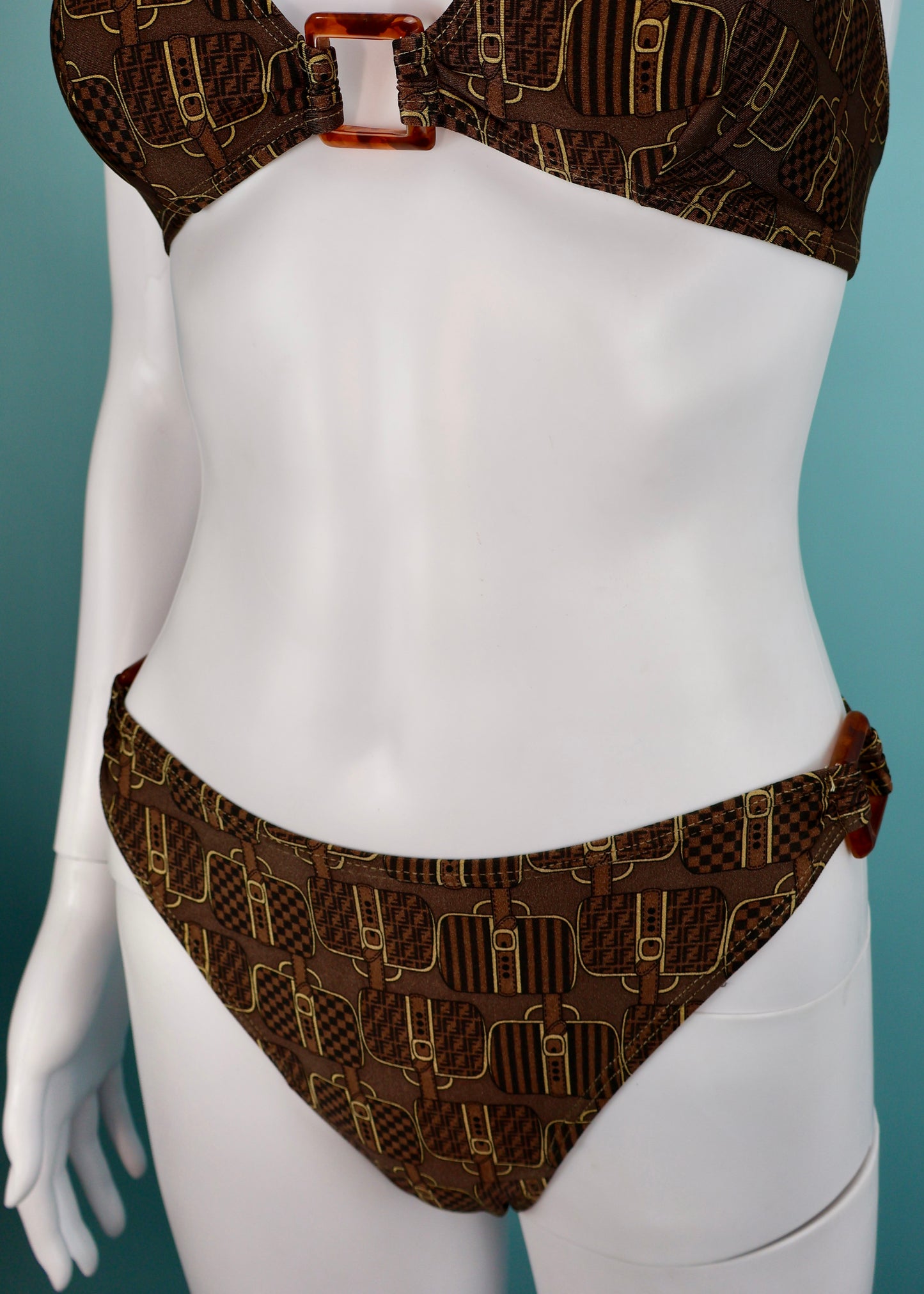 Fendi Bag Print Halter Bikini Set