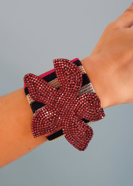 Missoni Spring 2004 Pink Crystal Starfish Striped Cuff Bracelet