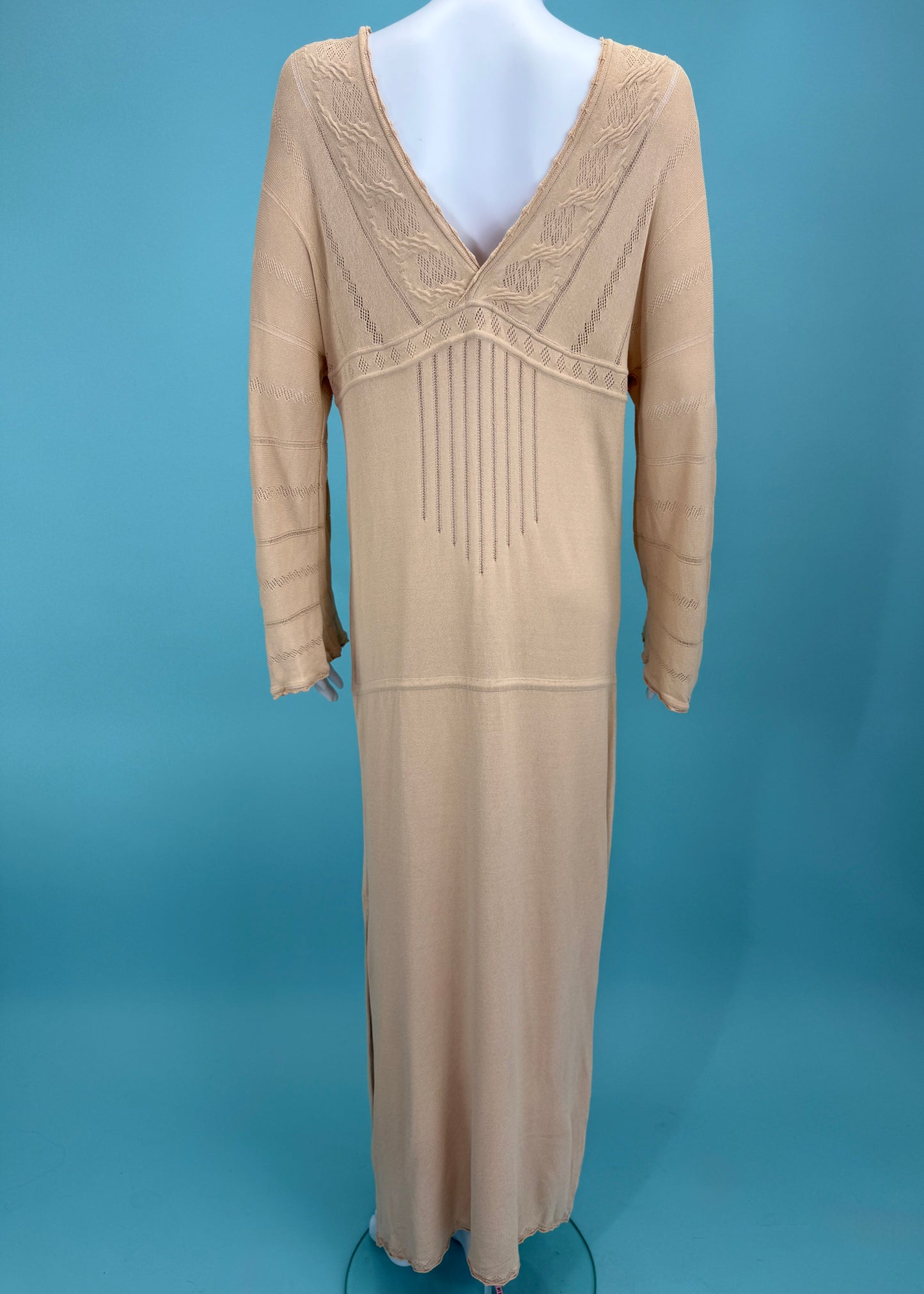 Chanel Spring 2001 Tan Knit Maxi Dress