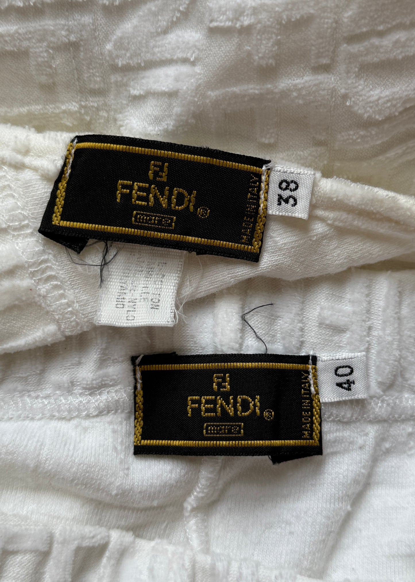 Fendi White Spellout Towelling Halter Top and Pants Set