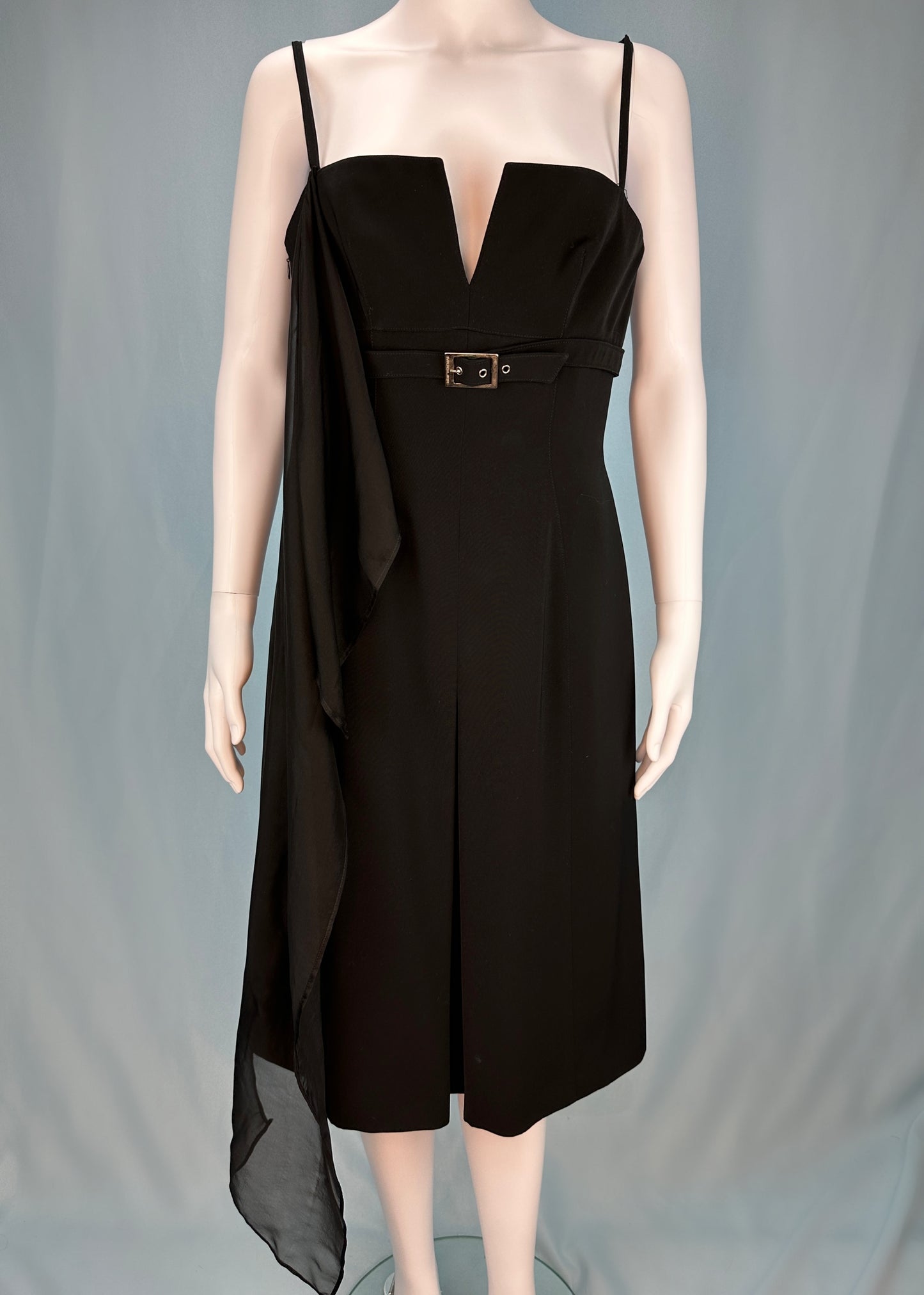 Thierry Mugler Fall 2002 Black Belted Dress