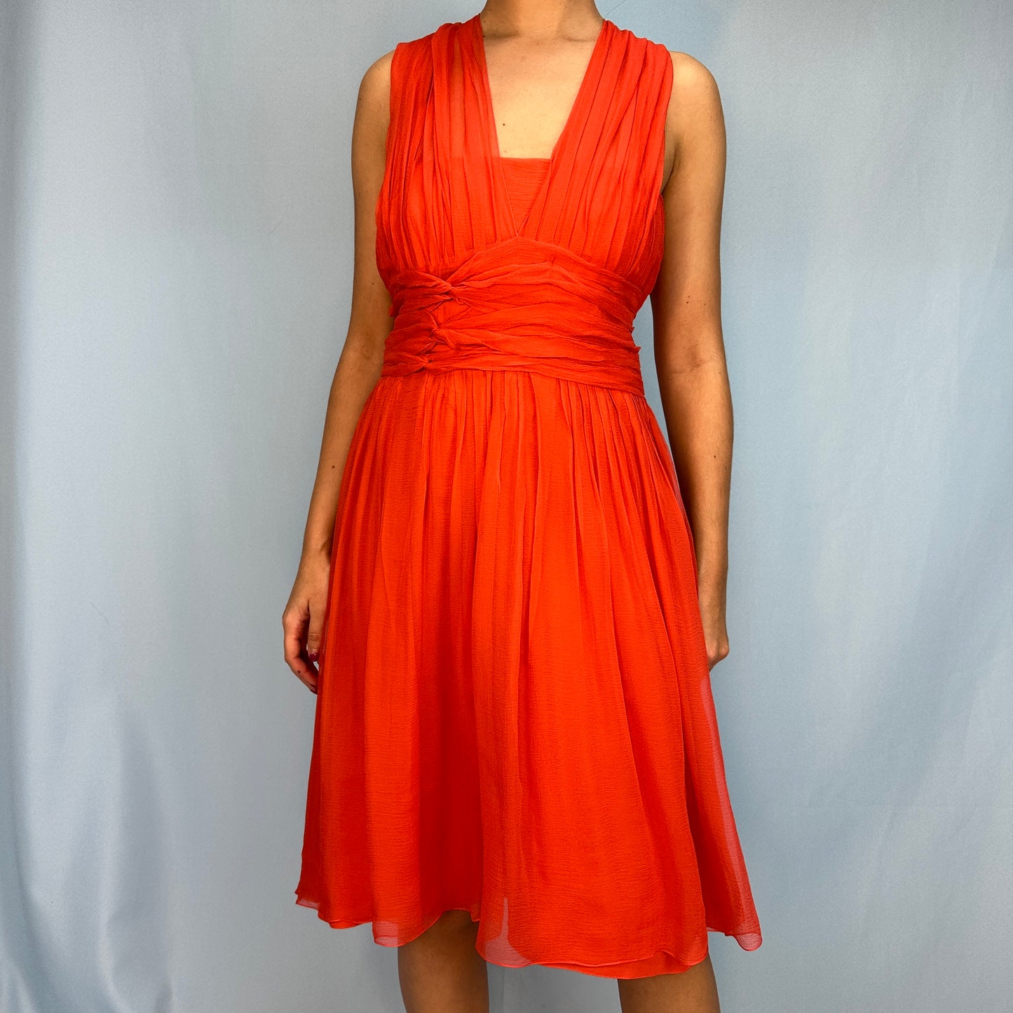 Dior Fall 2007 Orange Silk Chiffon Dress & Scarf