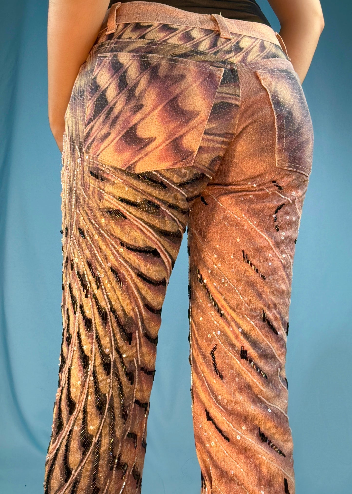 Roberto Cavalli Spring 2001 Runway Bead Embellished Pink Jeans