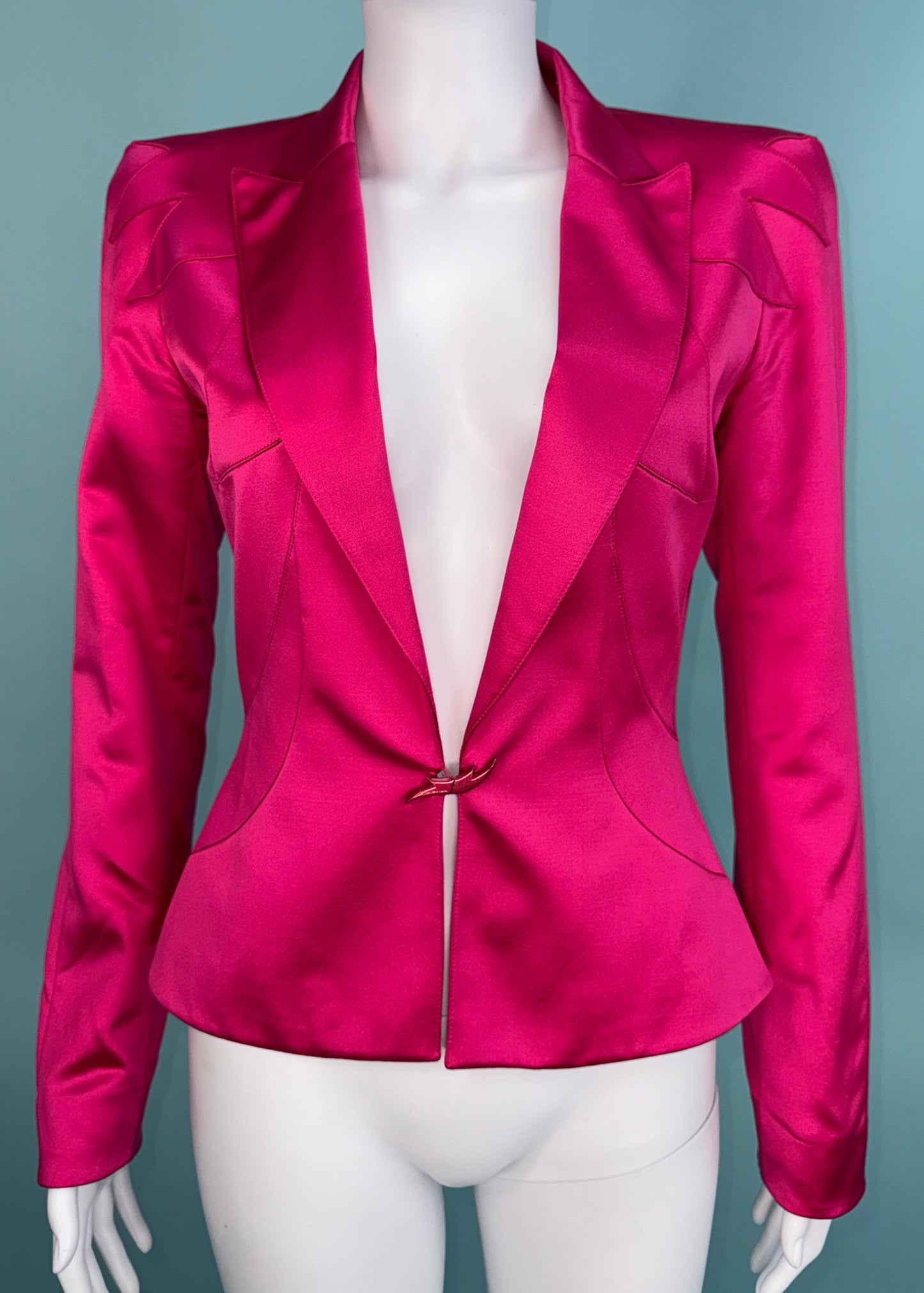 Thierry Mugler Spring 2001 Pink Silk Satin Jacket