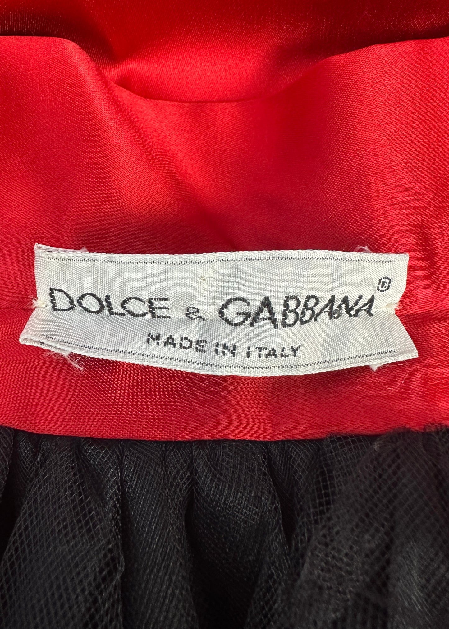 Dolce & Gabbana Fall 1992 Runway Red Satin Tulle Skirt