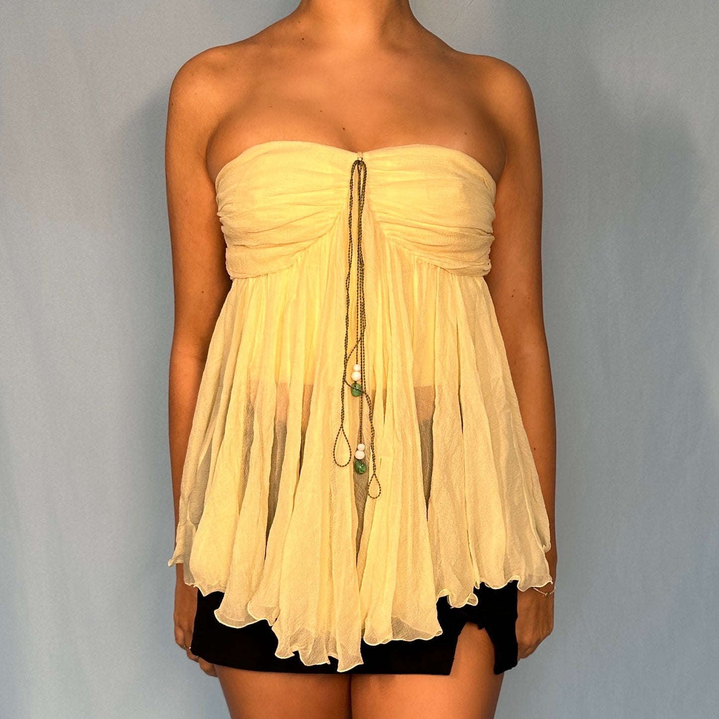 Chloé Spring 2004 Cream Silk Chiffon Bustier Top