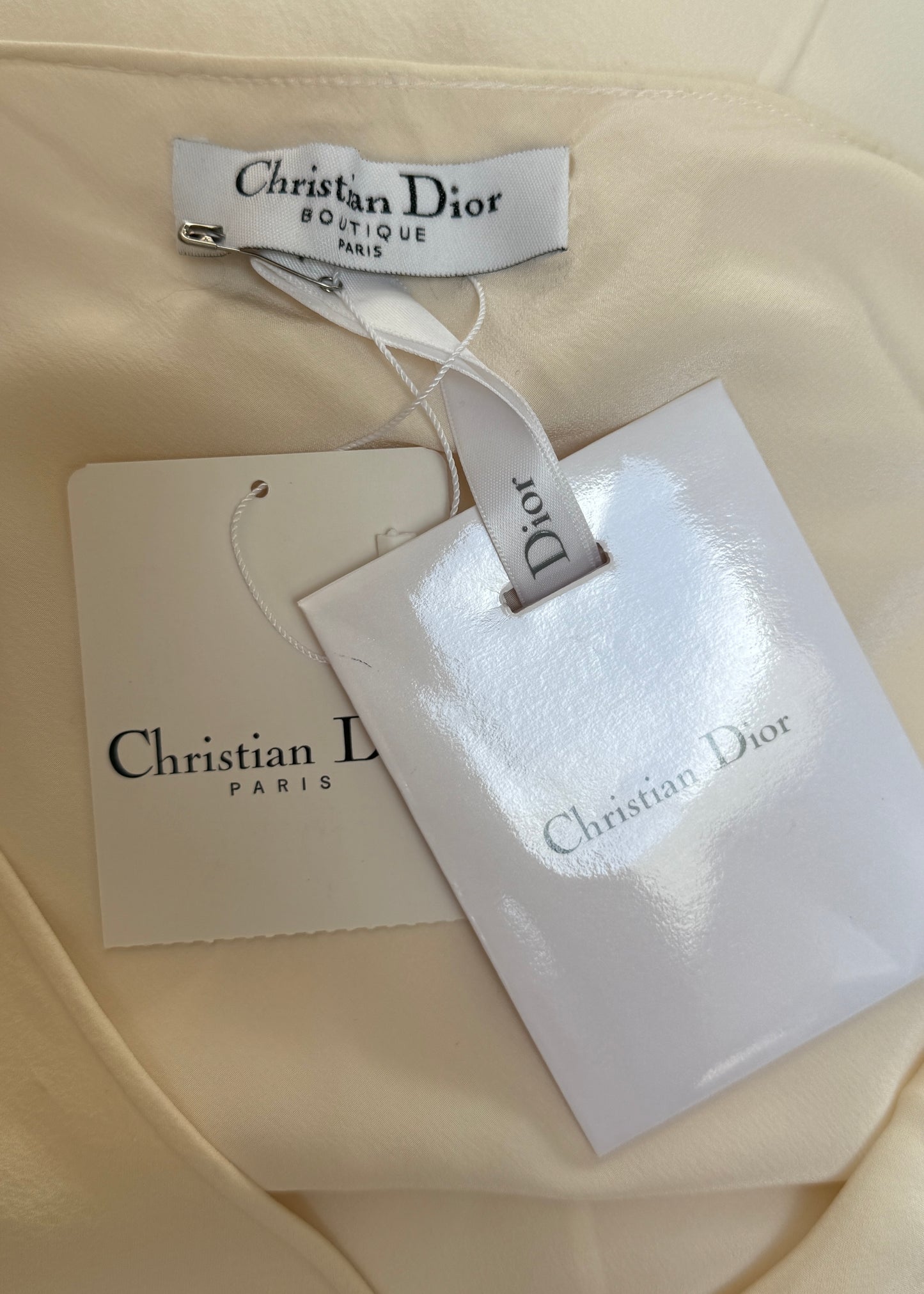 Dior Spring 2005 Cream Silk Chiffon Midi Skirt