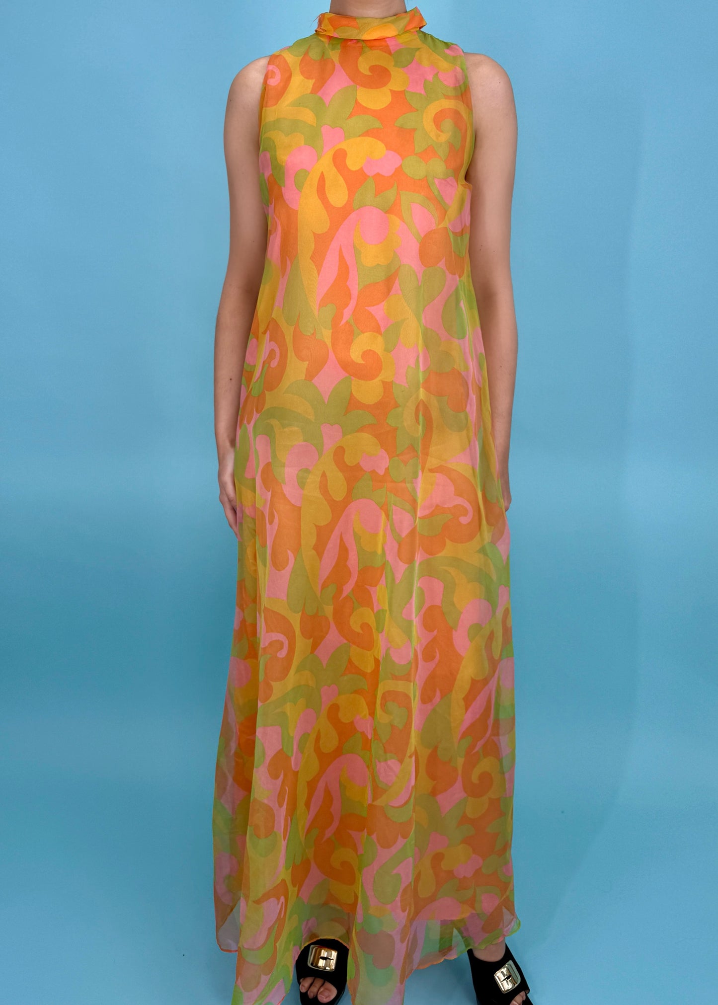 1960’s Psychadelic Swirl Trapeze Maxi Dress
