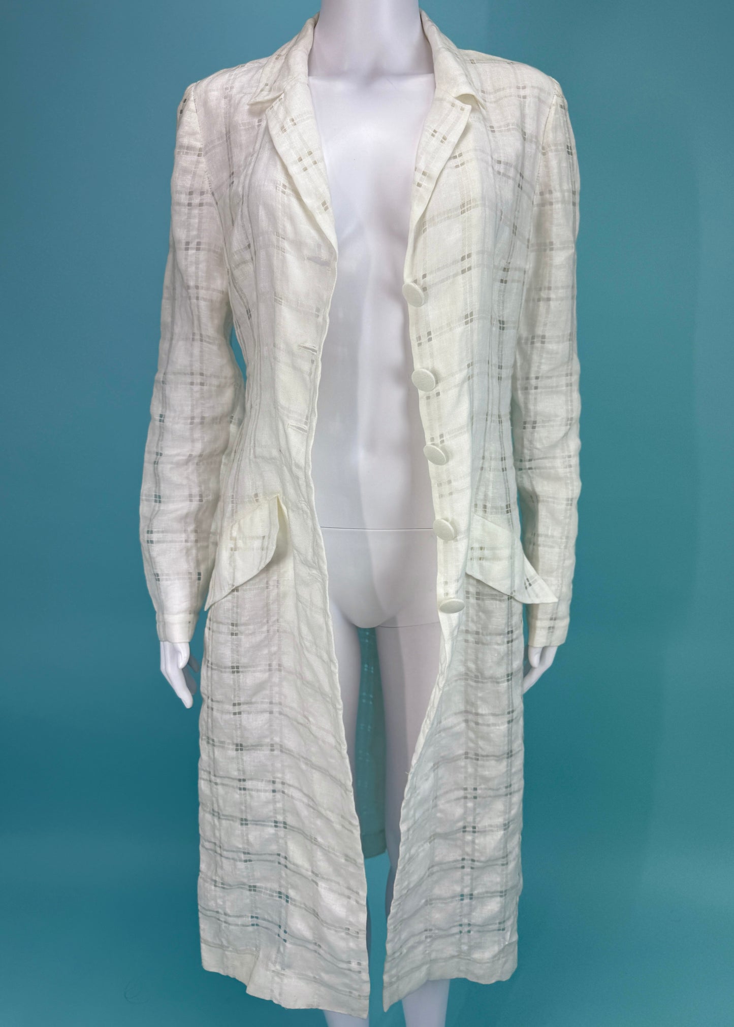 Chloé Spring 1998 White Checked Linen Two Piece Set