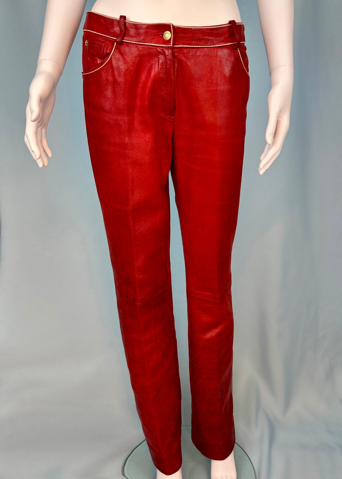 Dior Spring 2005 Red Leather Trousers