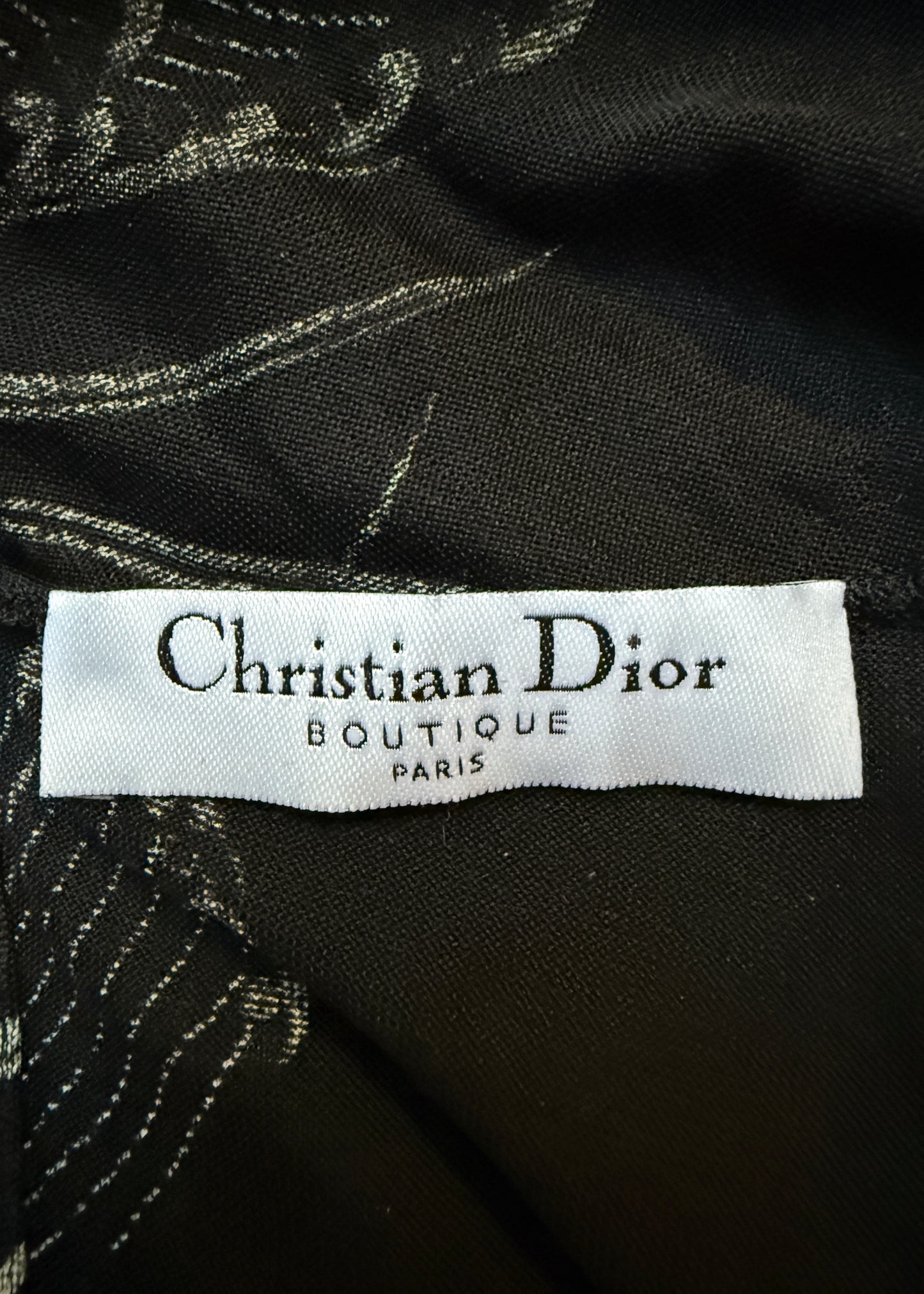 Dior Fall 2003 Prototype Black & Blue Floral Ruched Midi Skirt